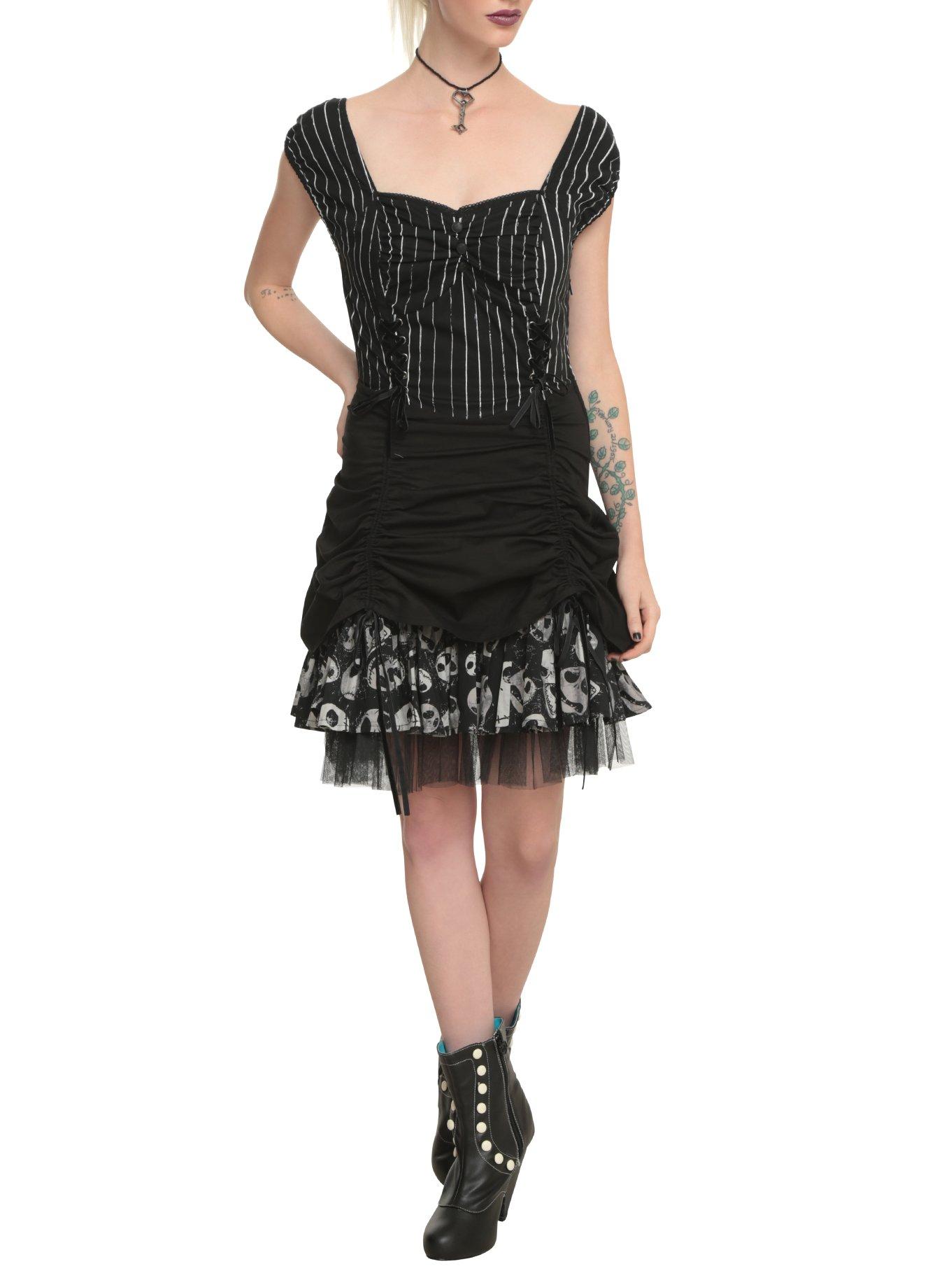 The Nightmare Before Christmas Pinstripe Lace-Up Dress