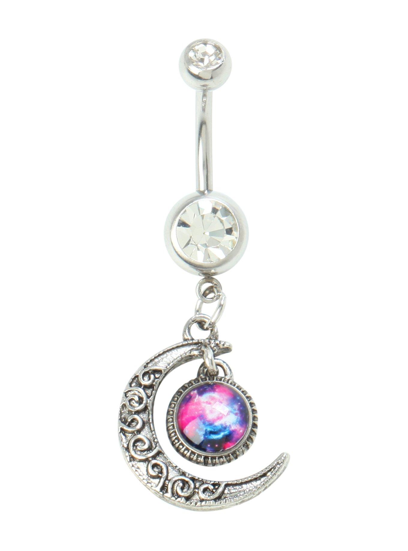 14G Steel Moon Galaxy Navel Barbell | Hot Topic