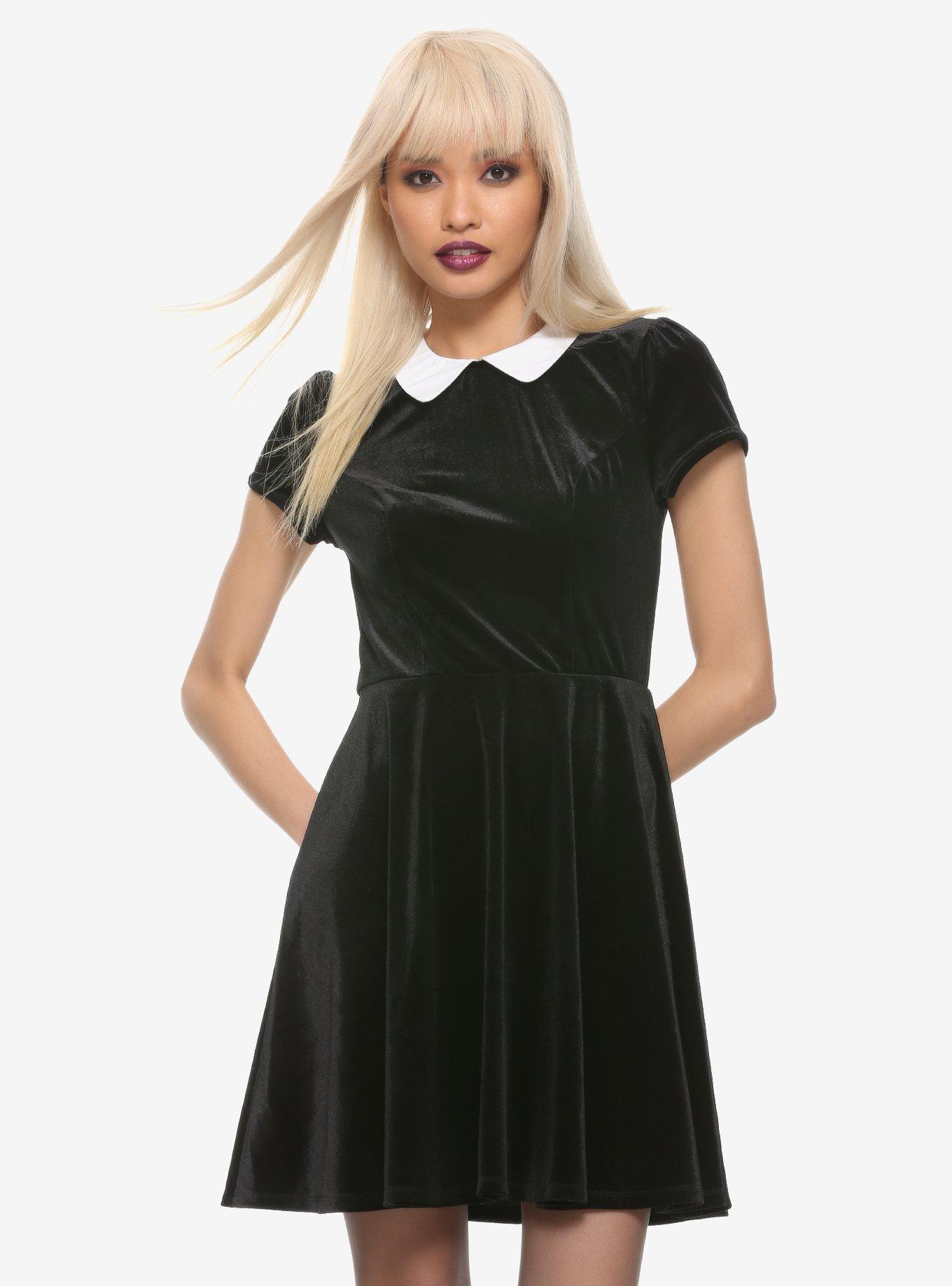 Velvet collared dress sale