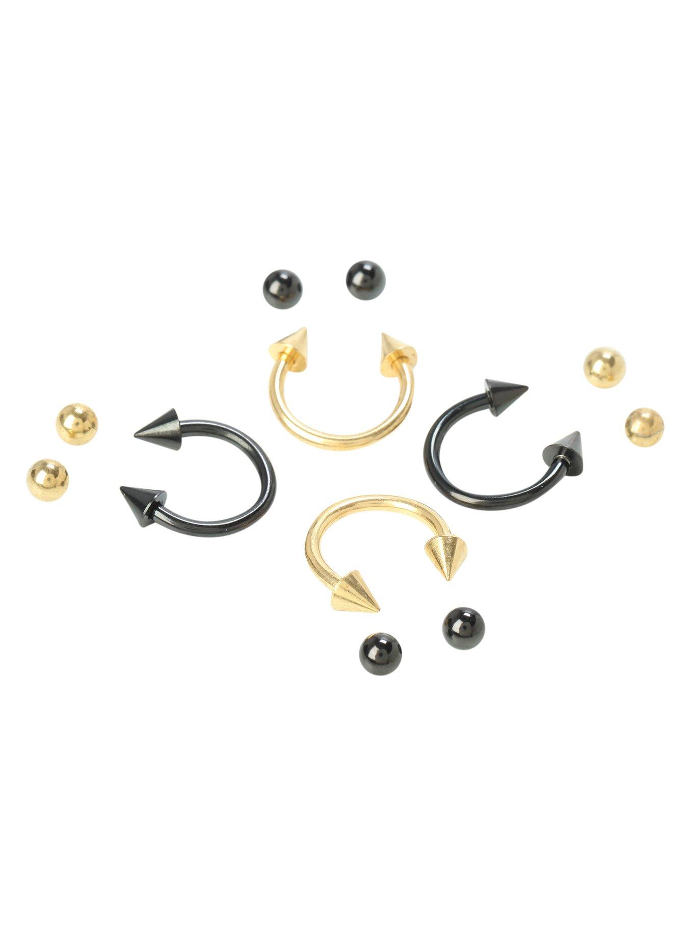 Steel Black And Gold Circular Barbell 4 Pack, GOLD, hi-res
