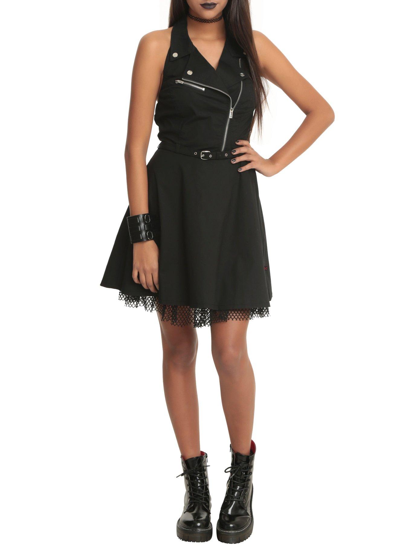 Royal Bones By Tripp Black Moto Dress, BLACK, hi-res