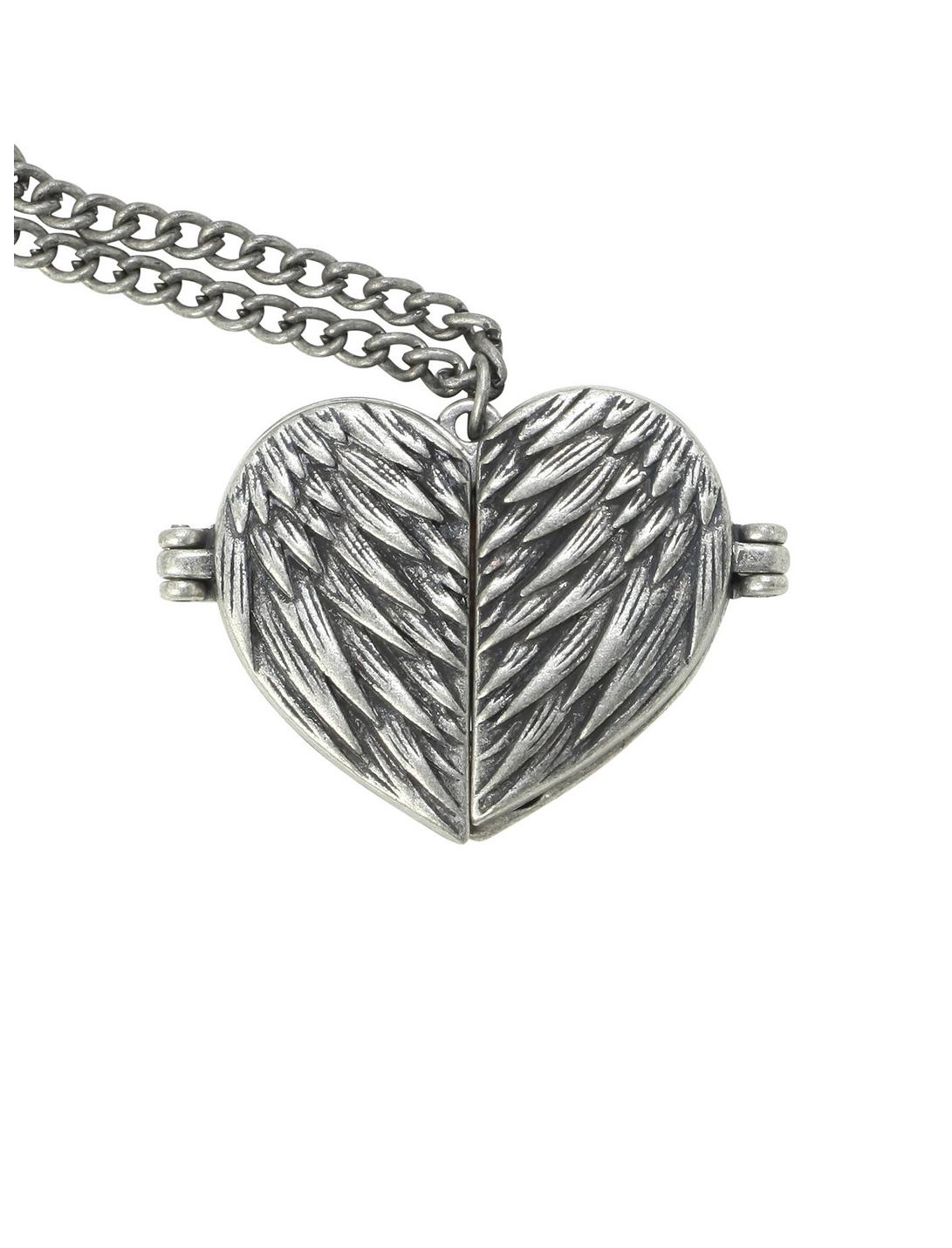 Supernatural Castiel Wings Heart Locket Necklace, , hi-res