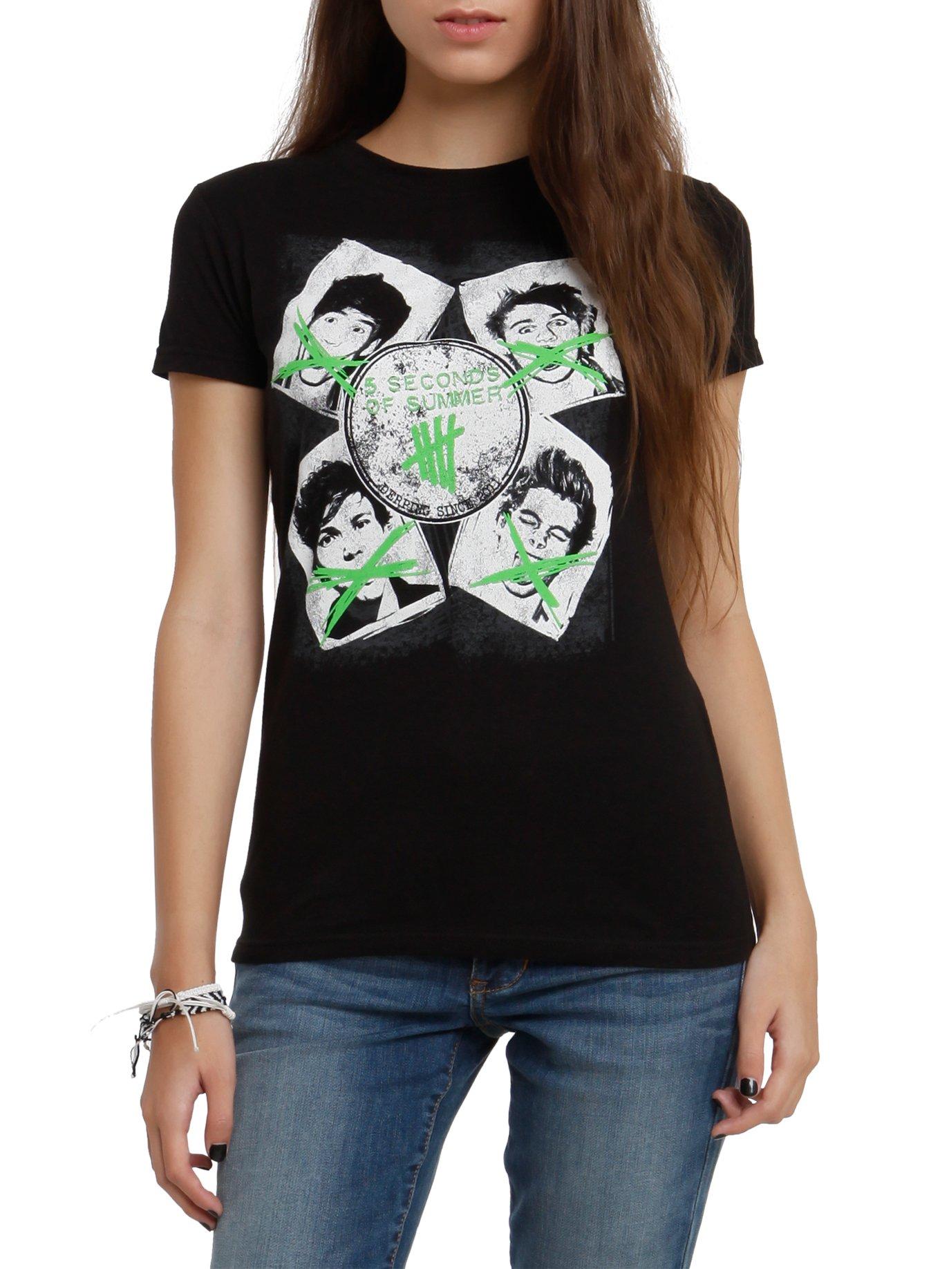 5 Seconds Of Summer Faces Girls T-Shirt, BLACK, hi-res view 1