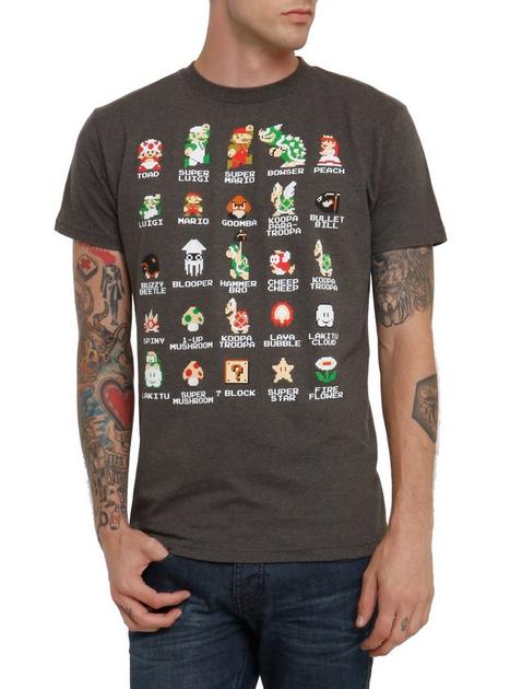 トップス 8bit Mario cootie oversized tee Amazon.com: Nintendo Super Mario 8-bit Pixel Jump Graphic T