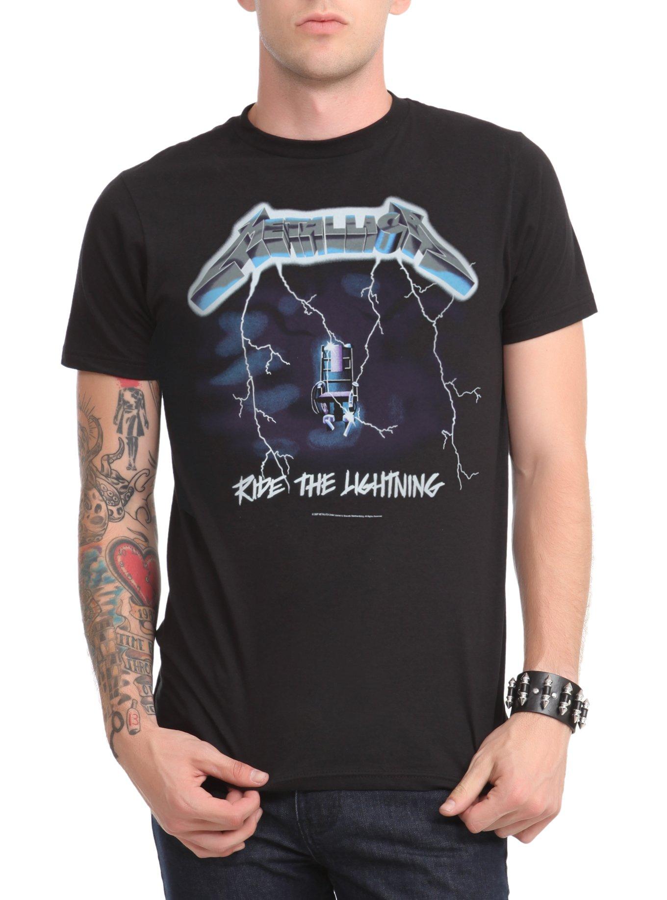 Metallica T Shirt Ride The Lightning Tracks Official Black Mens Metal Rock  Merch