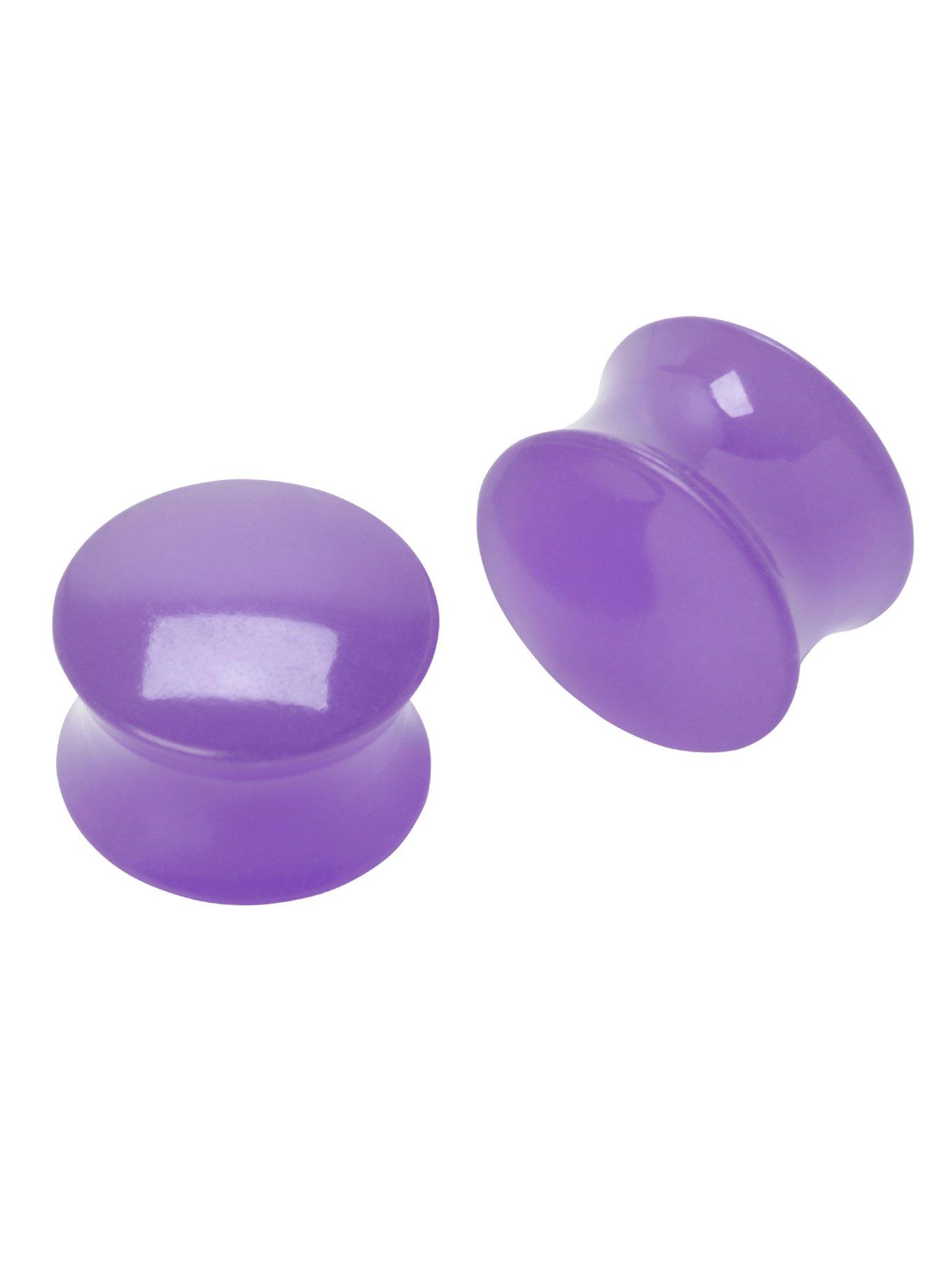 Acrylic Purple Glow-In-The-Dark Saddle Plug 2 Pack, BLACK, hi-res