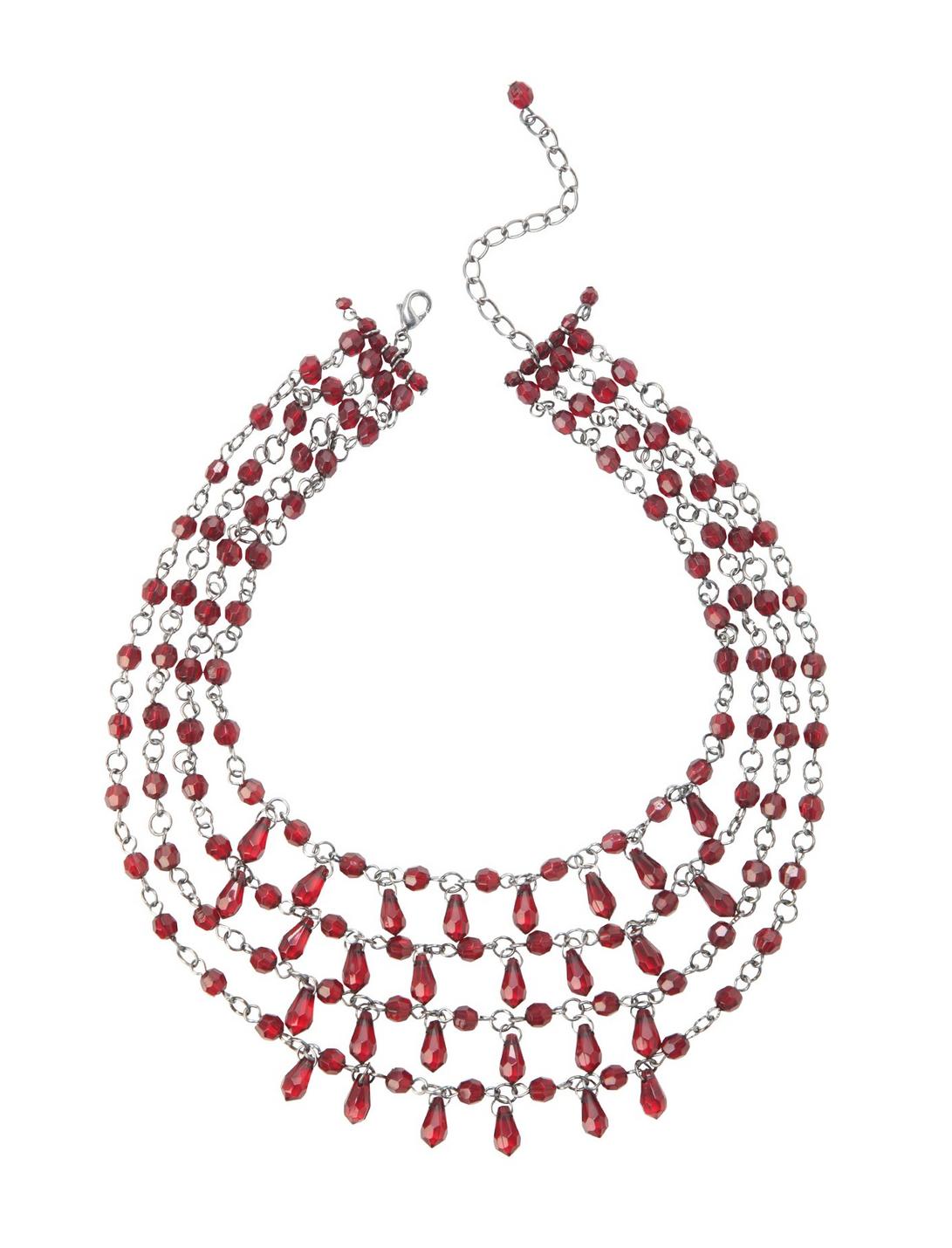 Red Drop Tiered Necklace, , hi-res