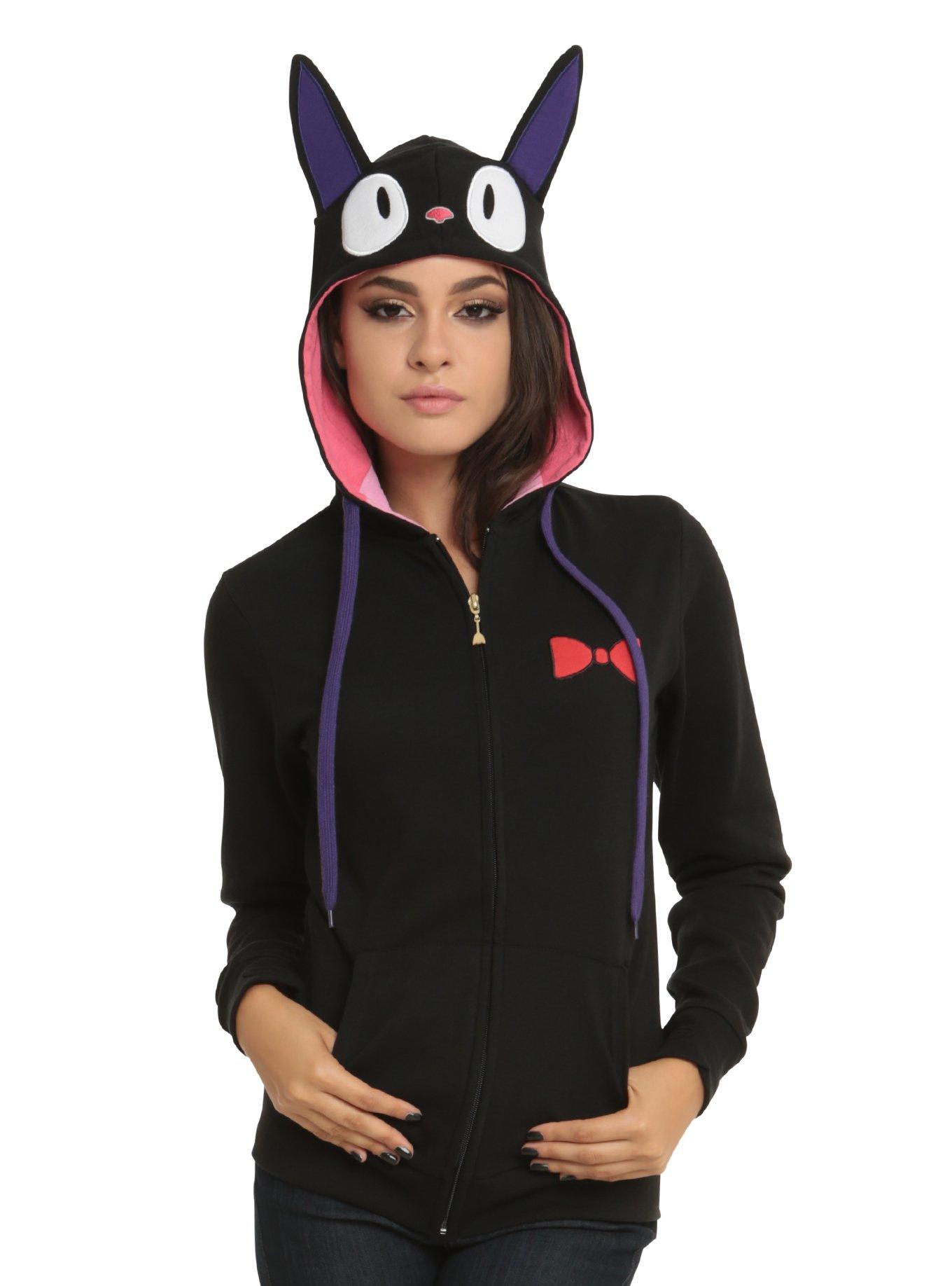 Studio Ghibli Kiki's Delivery Service Jiji Girls Costume Hoodie, BLACK, hi-res