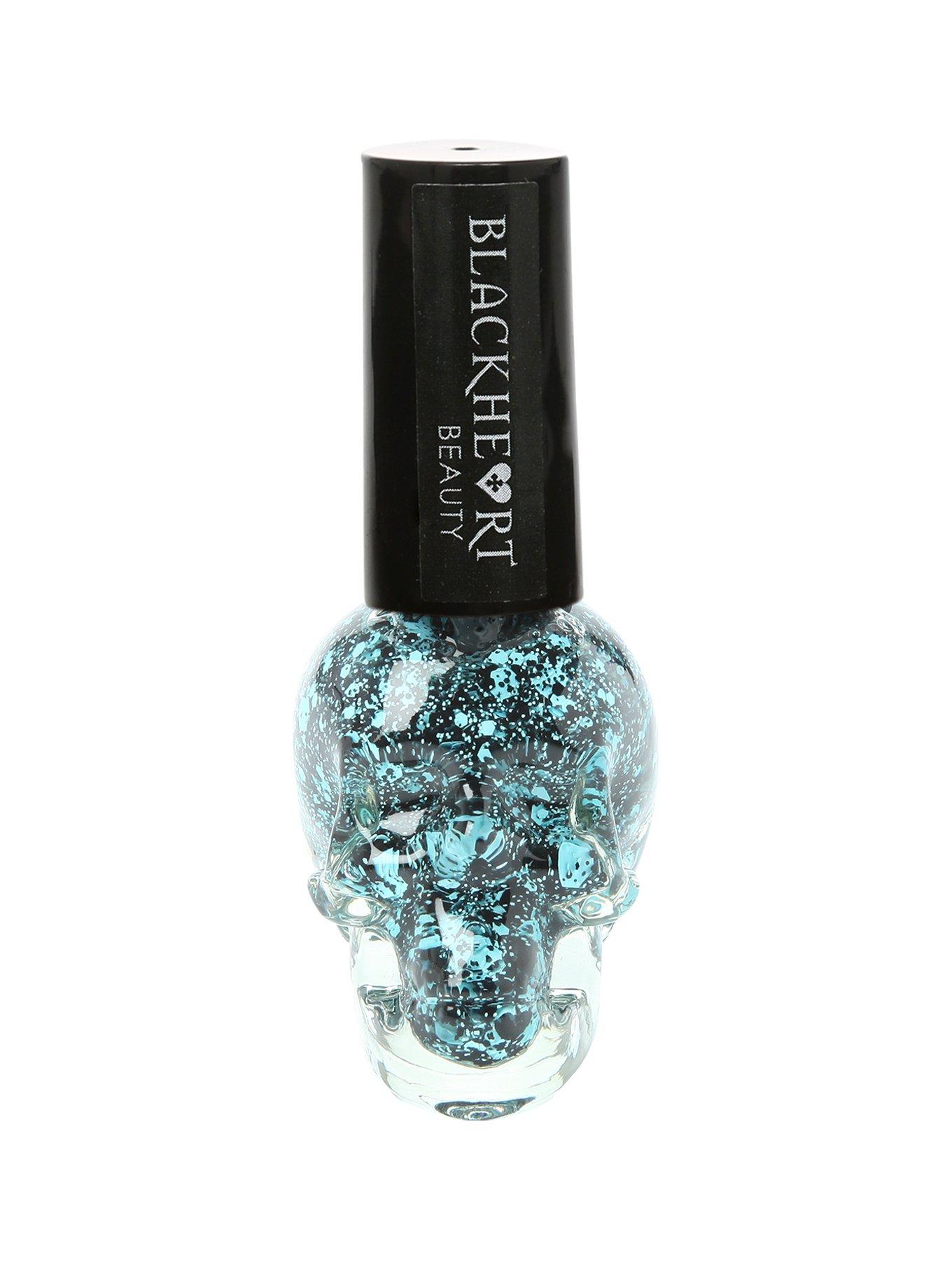 Blackheart Beauty Black Blue Splatter Nail Polish, , hi-res