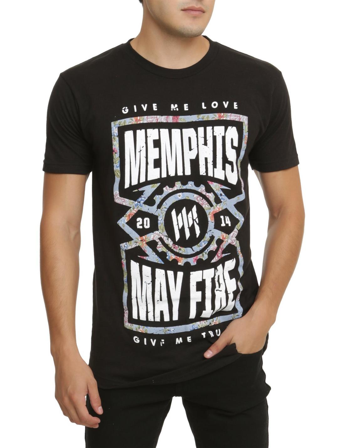 Memphis May Fire Floral T-Shirt, BLACK, hi-res