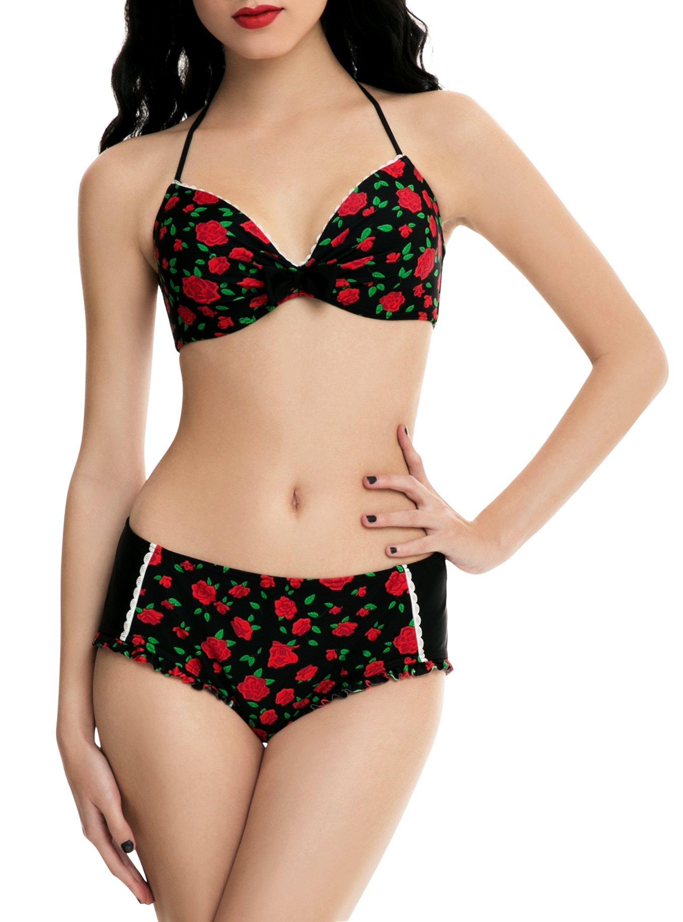 Red Roses Swim Top