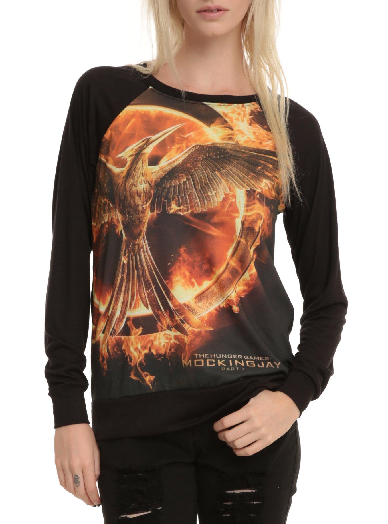 The Hunger Games: Mockingjay Logo Girls Pullover Top, BLACK, hi-res