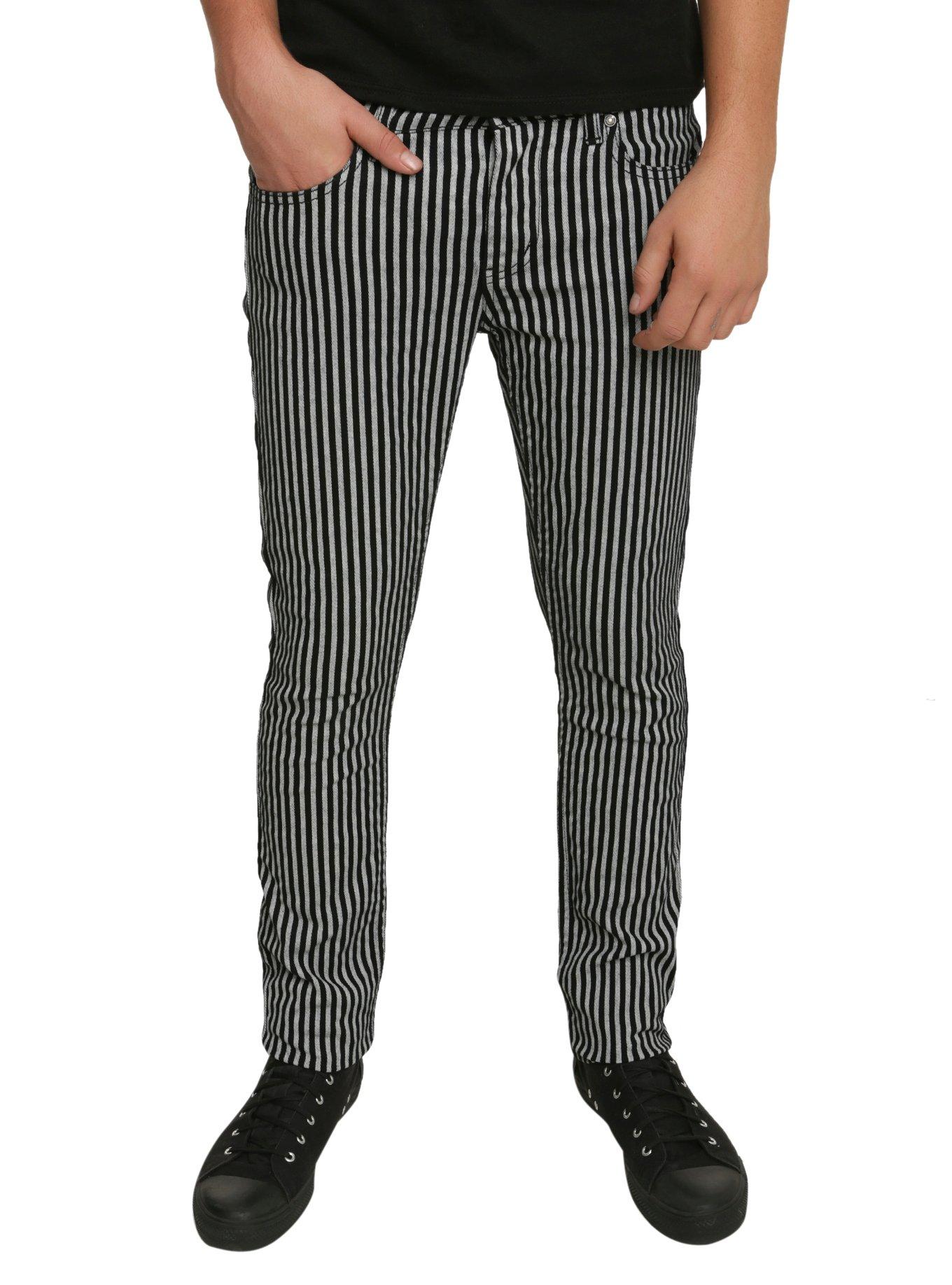 Lip Service Black And Ivory Stripe Needle Fit Jeans, GREY, hi-res