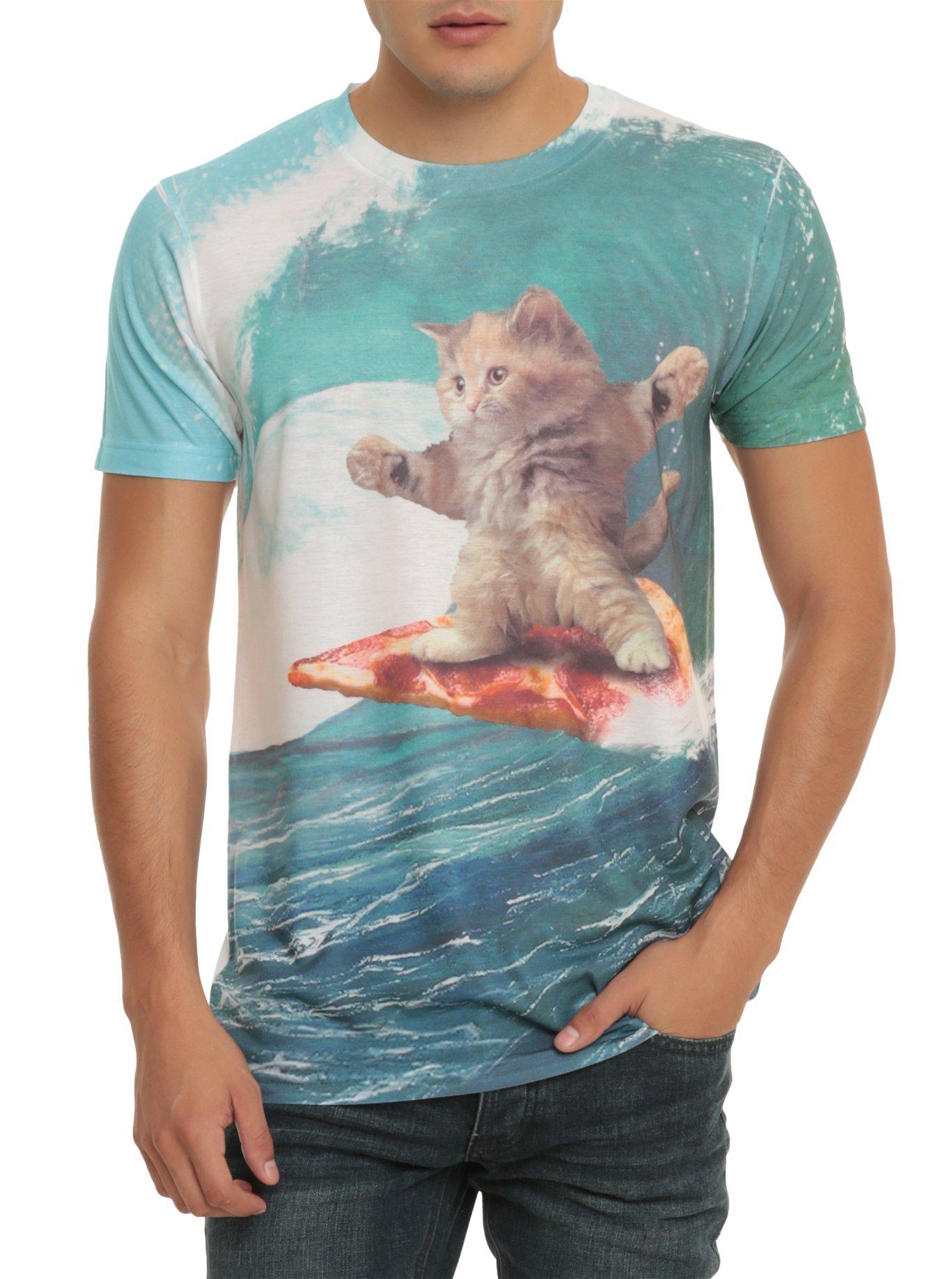 Pizza Surfing Cat T-Shirt, , hi-res