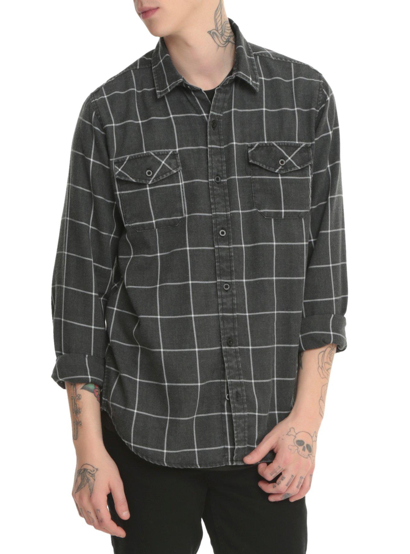 RUDE Faded Black Grid Plaid Woven, , hi-res