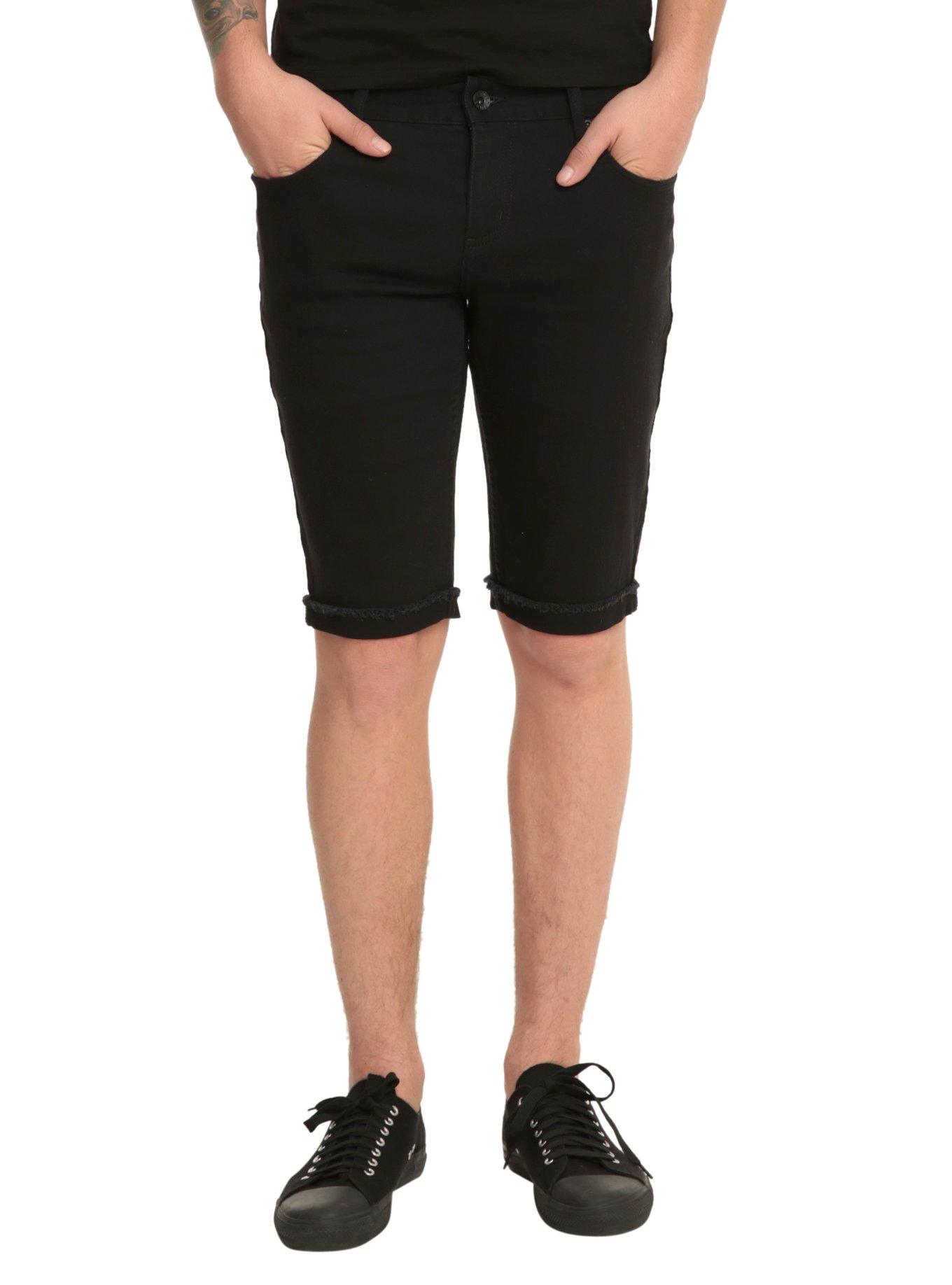 RUDE True Black Skinny Fit Shorts, BLACK, hi-res