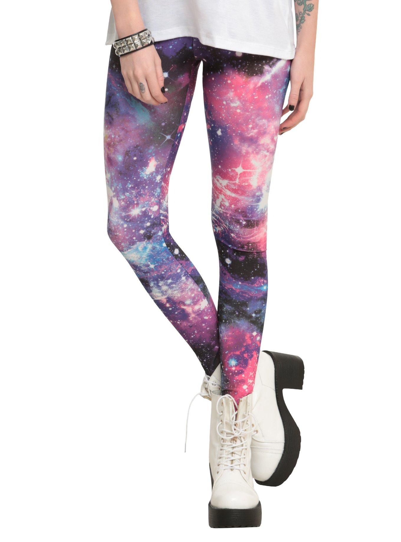 Plus Size Blue Galaxy Print Leggings