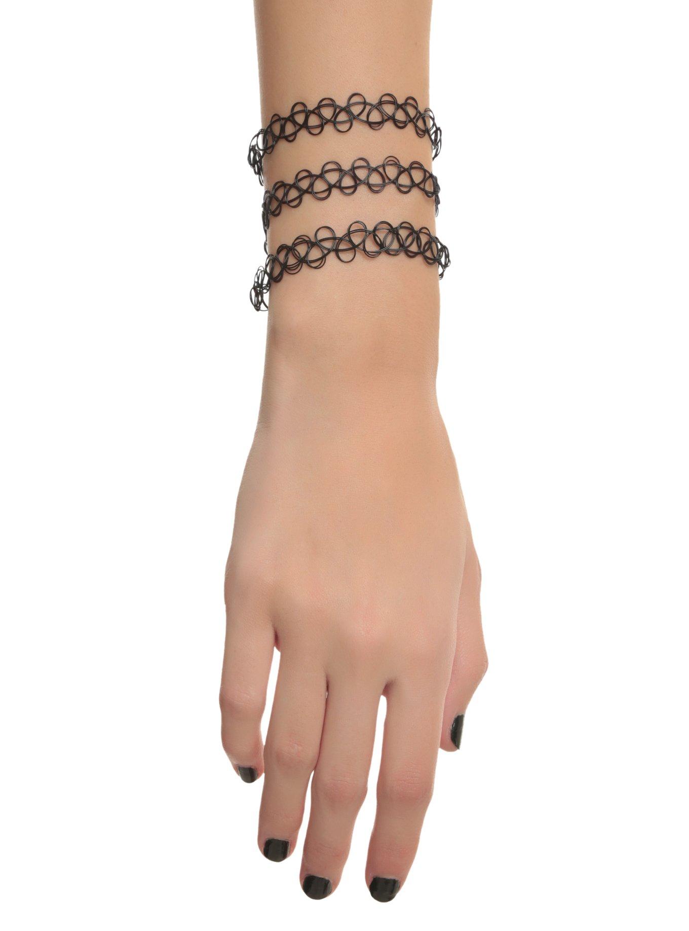 Black Tattoo Stretch Bracelet 3 Pack, , hi-res