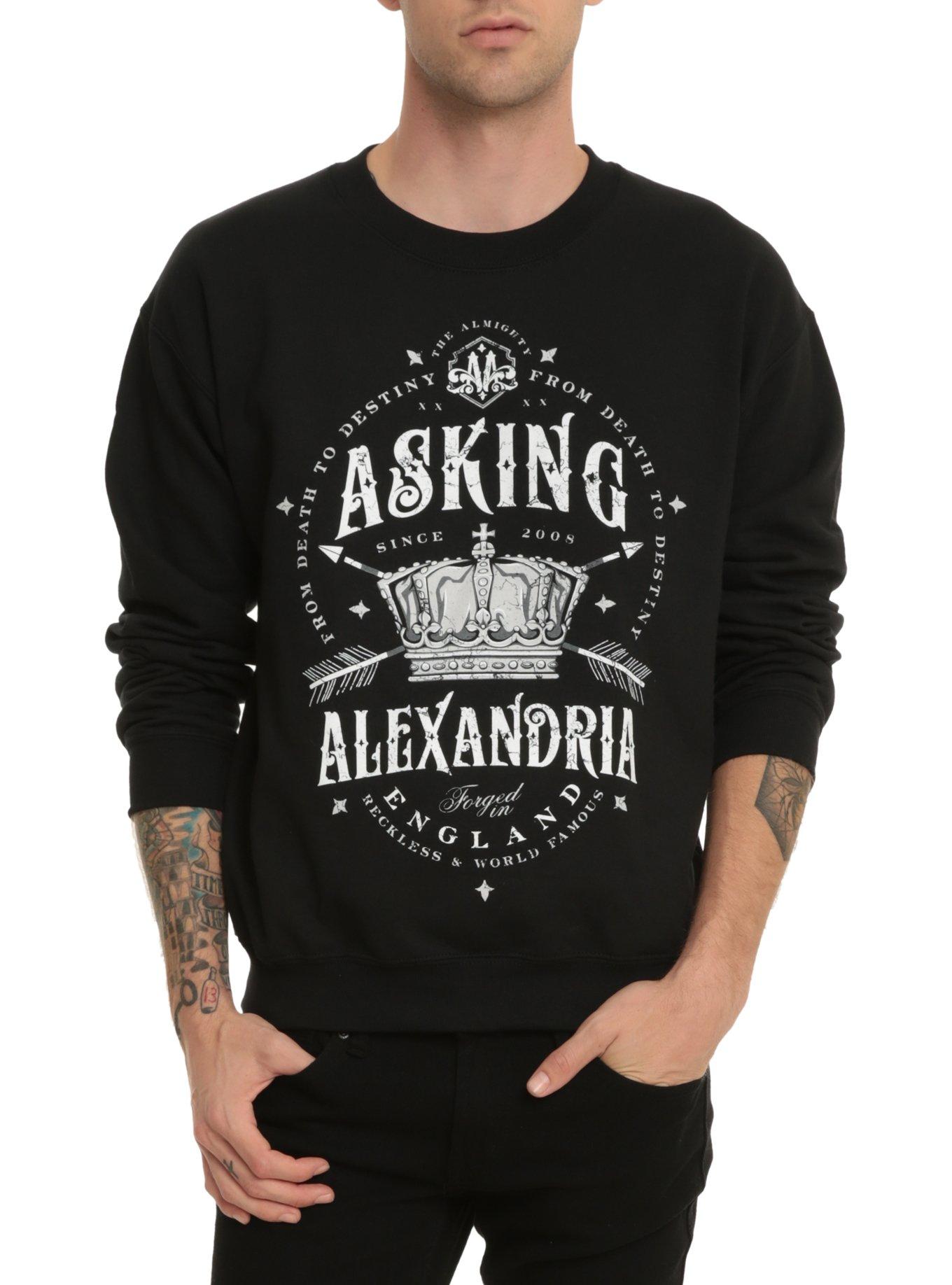 Asking Alexandria Crown Crewneck Sweatshirt, BLACK, hi-res