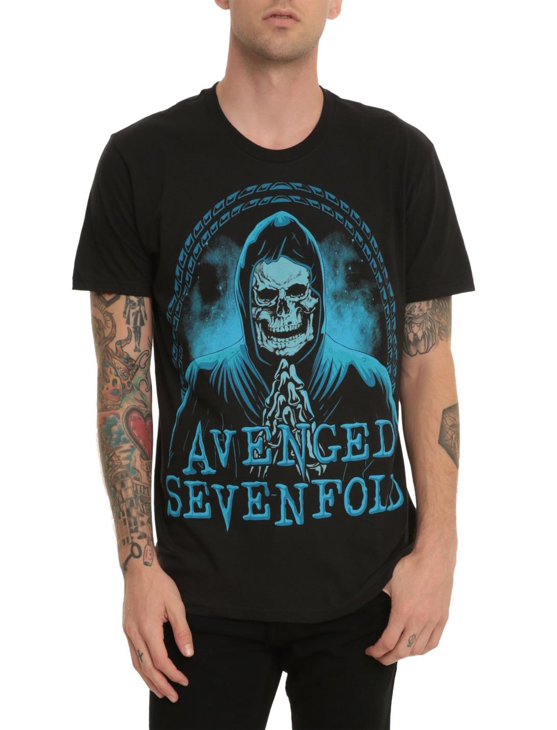 Avenged Sevenfold Praying Skeleton T-Shirt, BLACK, hi-res
