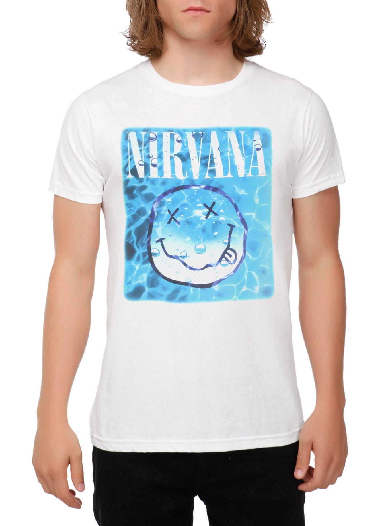 Nirvana Aqua Smiley T-Shirt, WHITE, hi-res