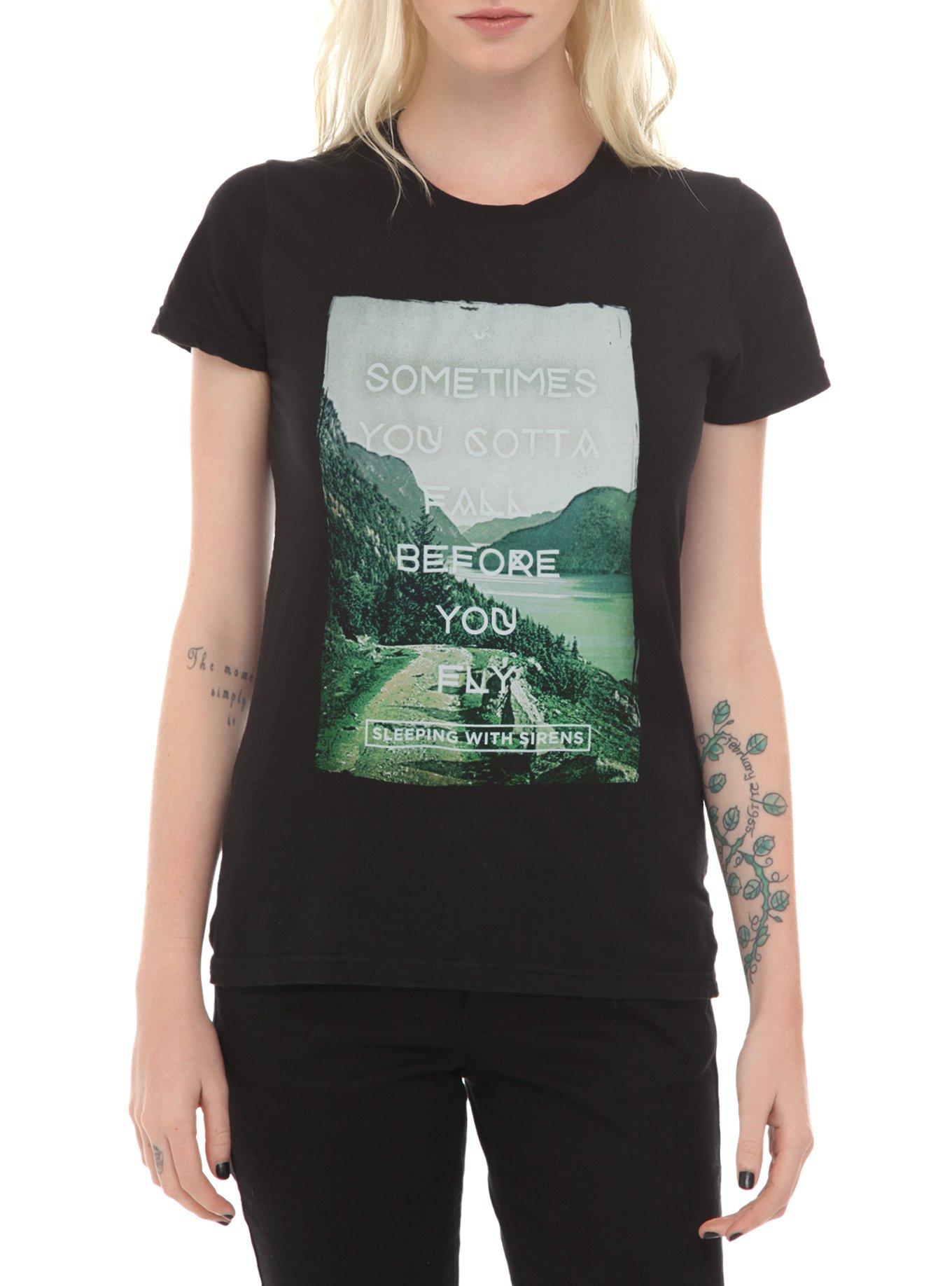 Sleeping With Sirens Fall Before Fly Lyric Girls T-Shirt, BLACK, hi-res