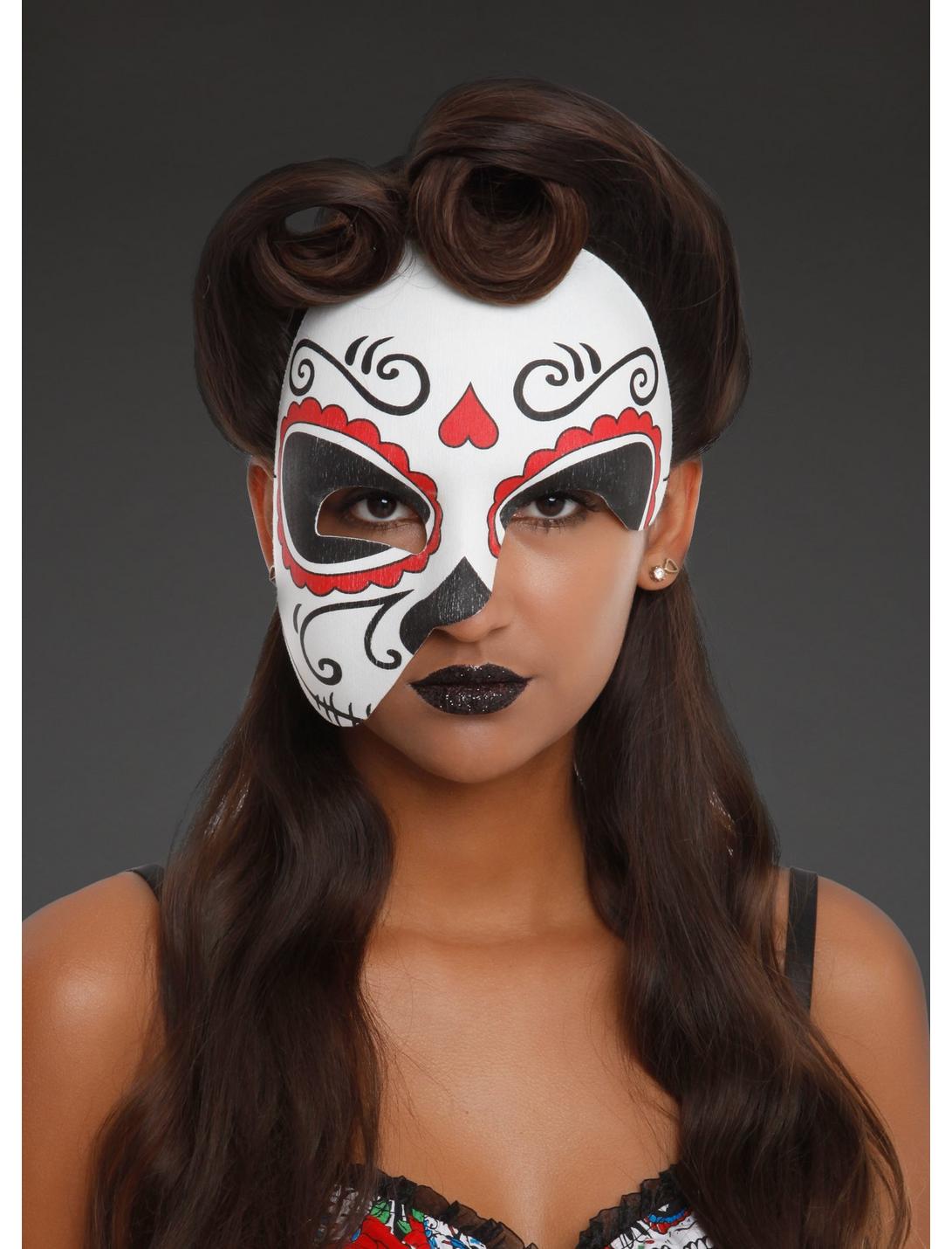 Day Of The Dead Half Mask, , hi-res