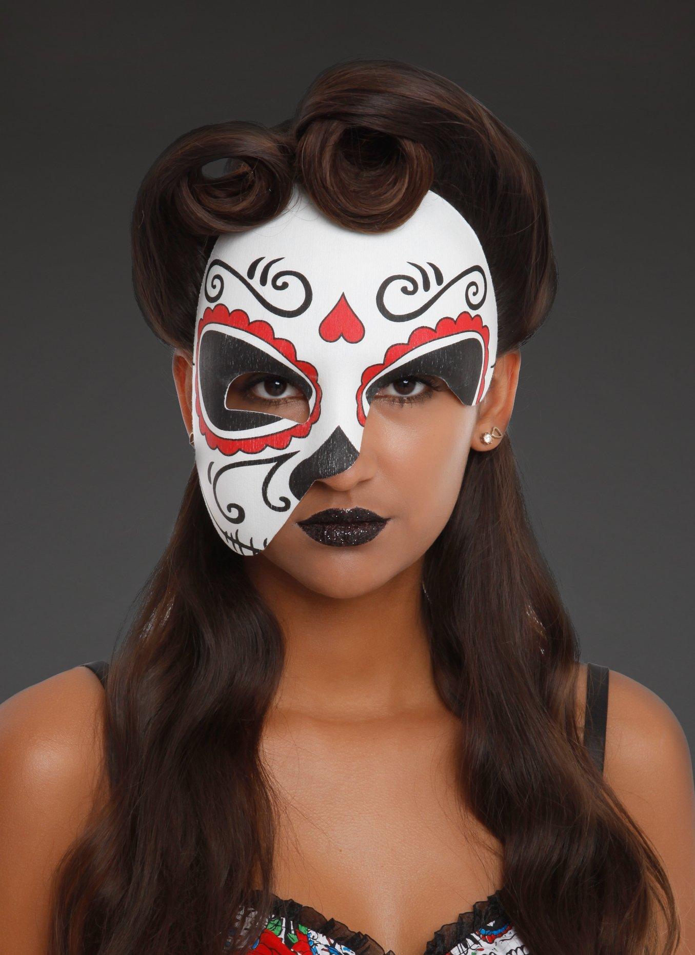 Day Of The Dead Half Mask, , hi-res