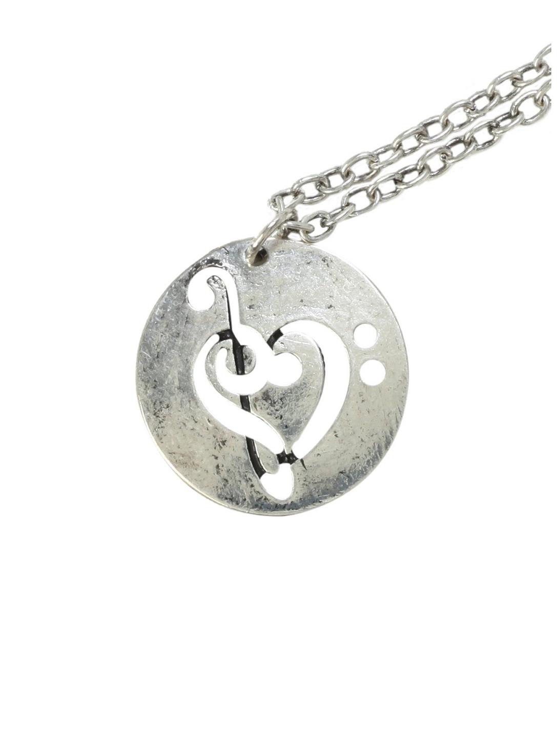 Clef Heart Disc Necklace, , hi-res