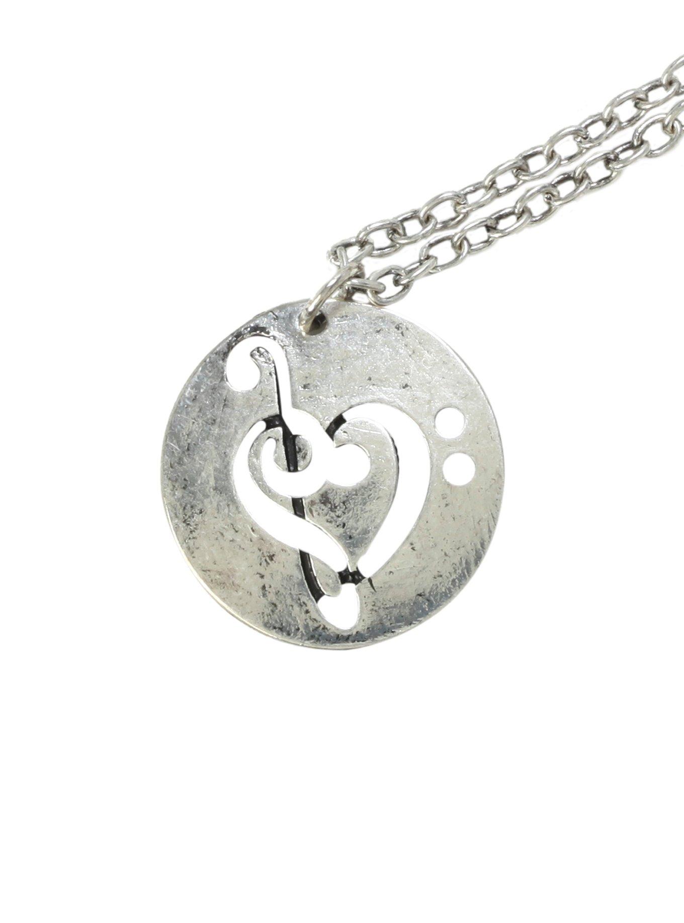 Clef Heart Disc Necklace, , hi-res