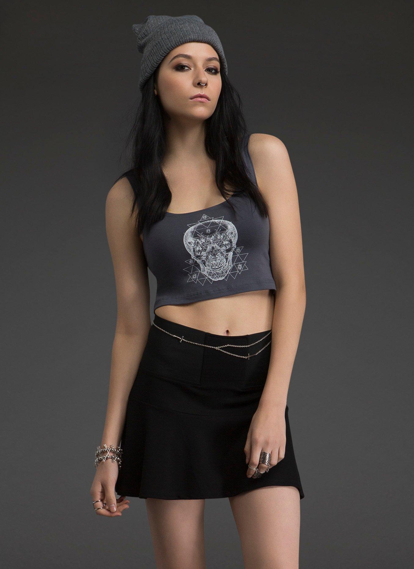 Skull Crop Top, , hi-res