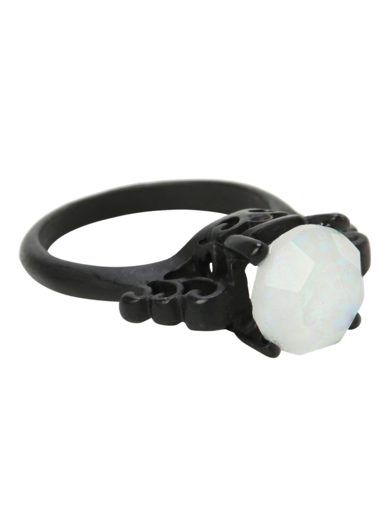 Black Iridescent Stone Ring, , hi-res