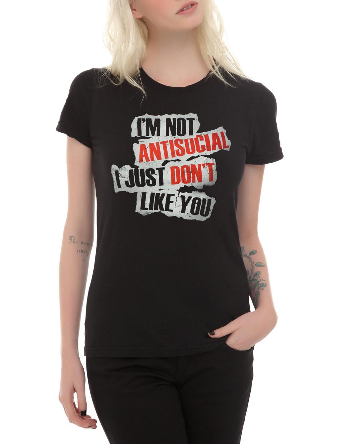 I'm Not Antisocial Girls T-Shirt, BLACK, hi-res