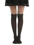 LOVEsick Floating Hearts Faux Thigh High Tights, BLACK, hi-res