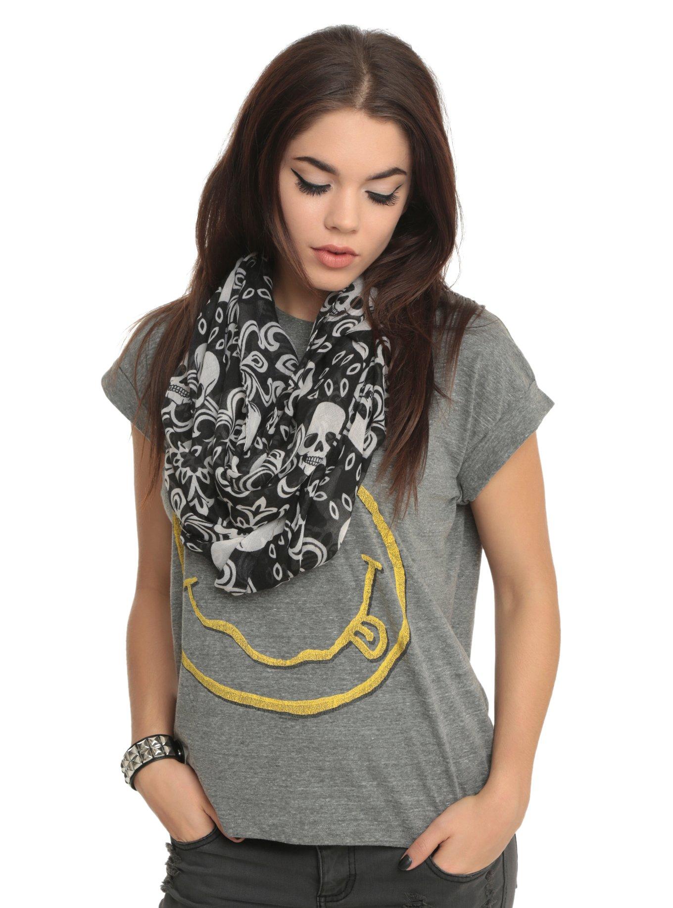 Damask Skulls Infinity Scarf, , hi-res