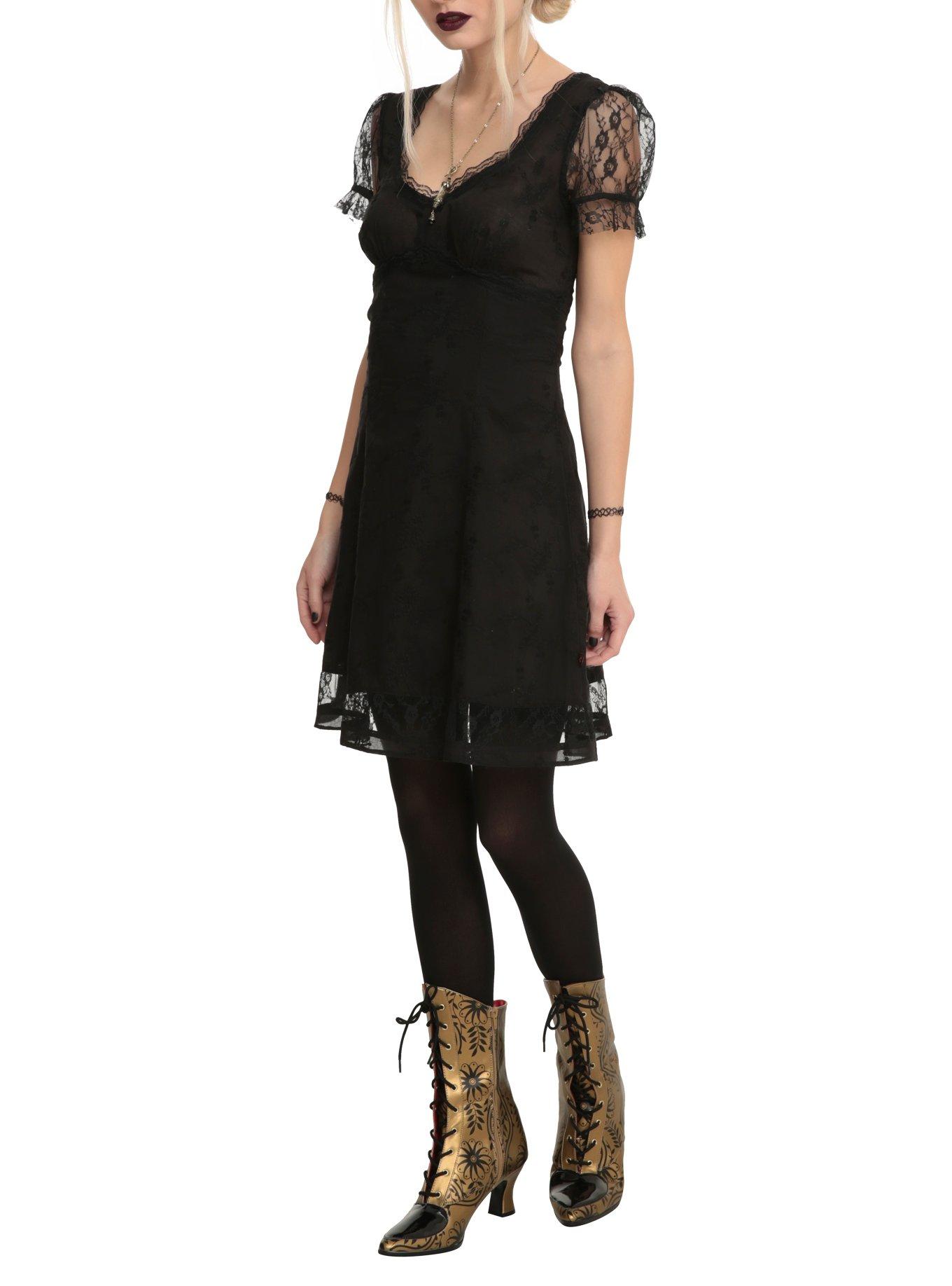 Royal Bones By Tripp Black Lace Sleeve Dress, BLACK, hi-res