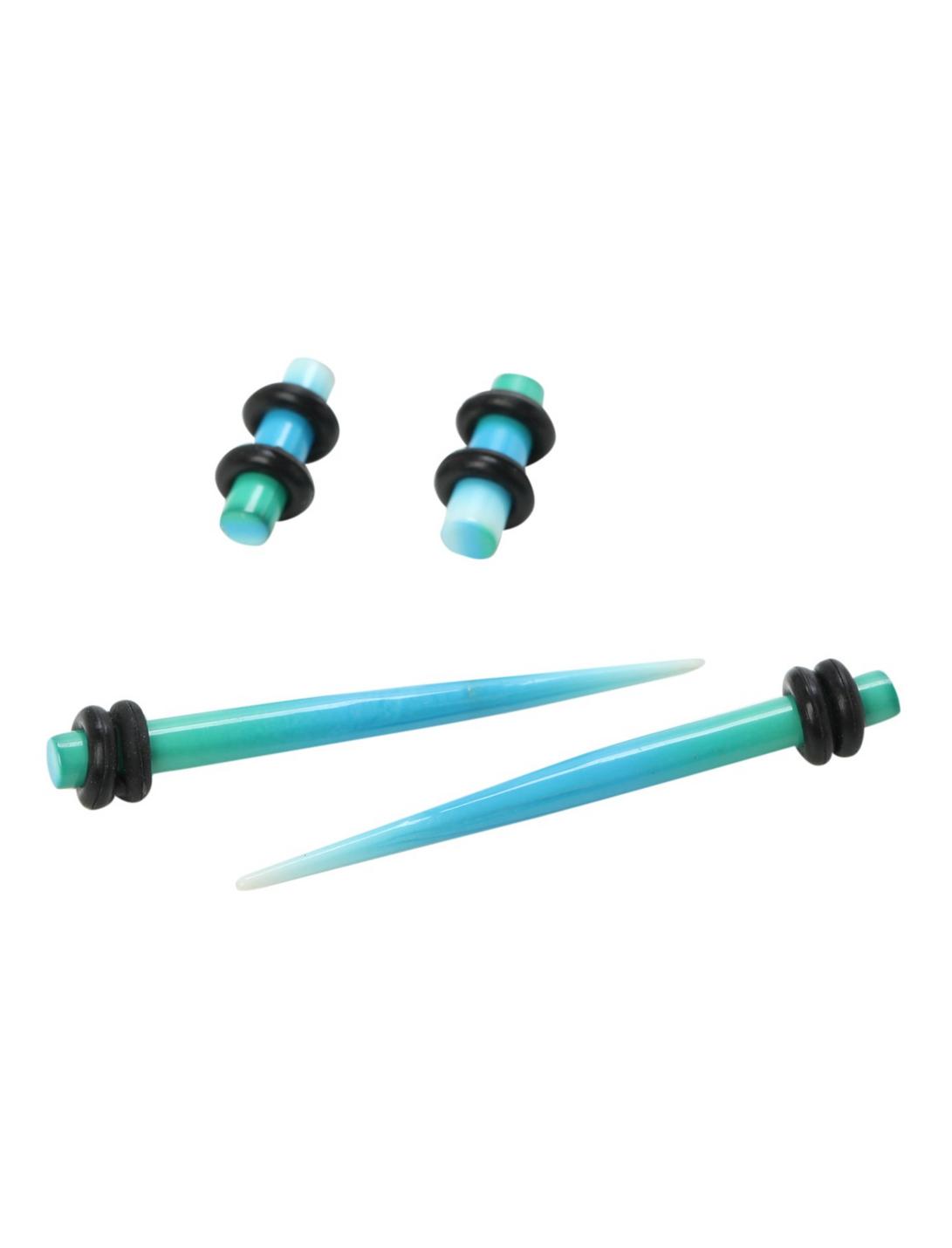 Acrylic Green Blue White Ombre Micro Taper And Plug 4 Pack, MULTI, hi-res