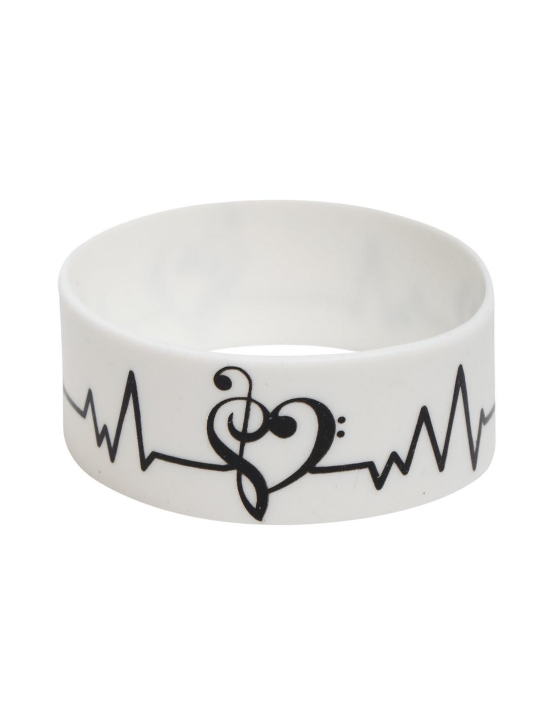 Music Clef Heart Pulse Rubber Bracelet, , hi-res