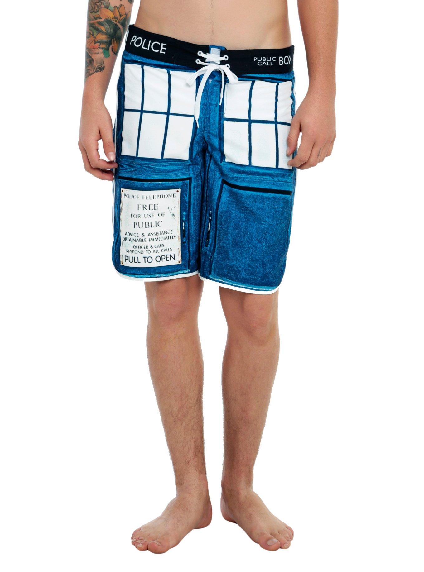 Doctor Who TARDIS Swim Trunks, BLACK, hi-res