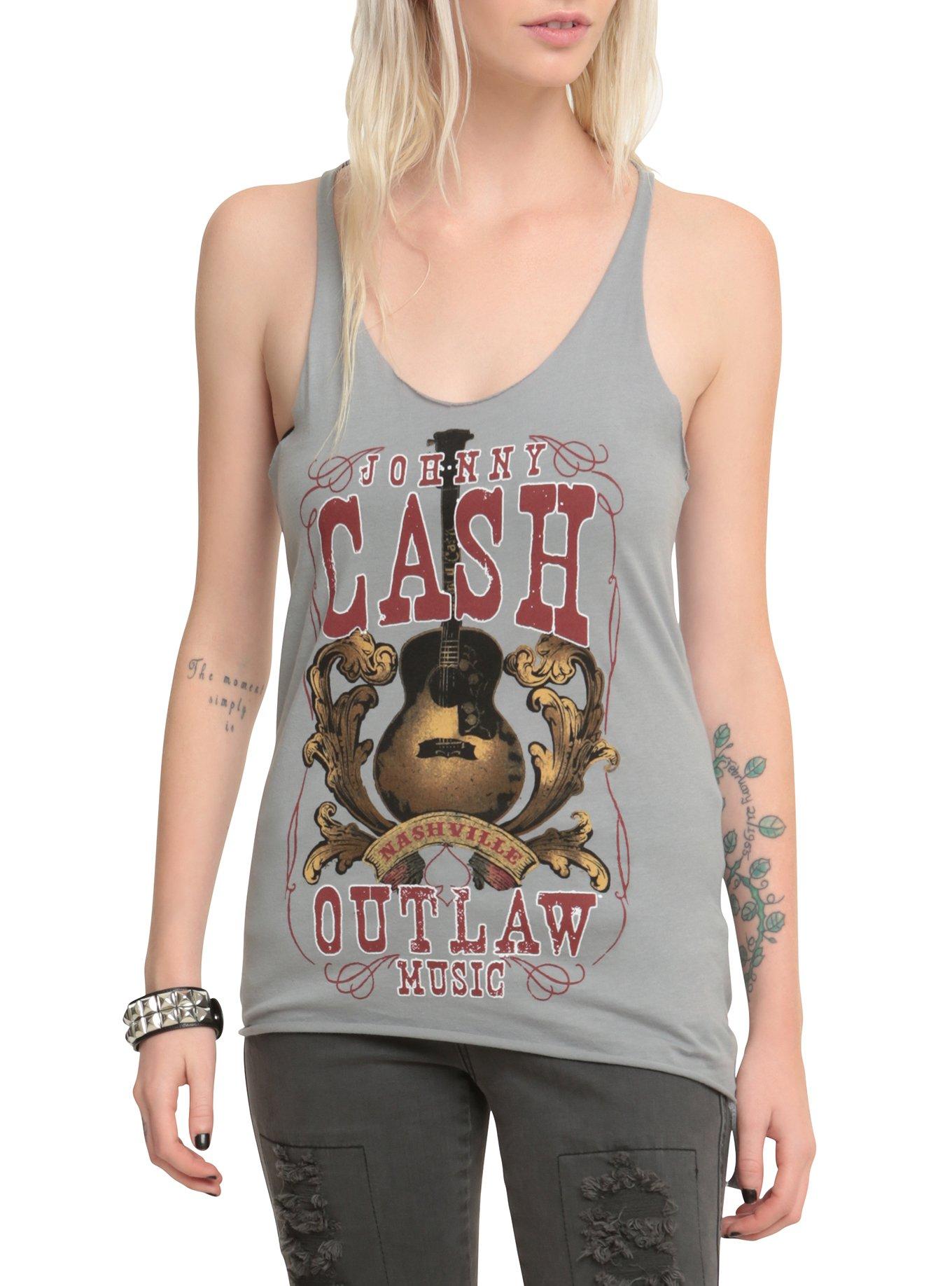 Johnny Cash Outlaw Music Girls Tank Top, BLACK, hi-res