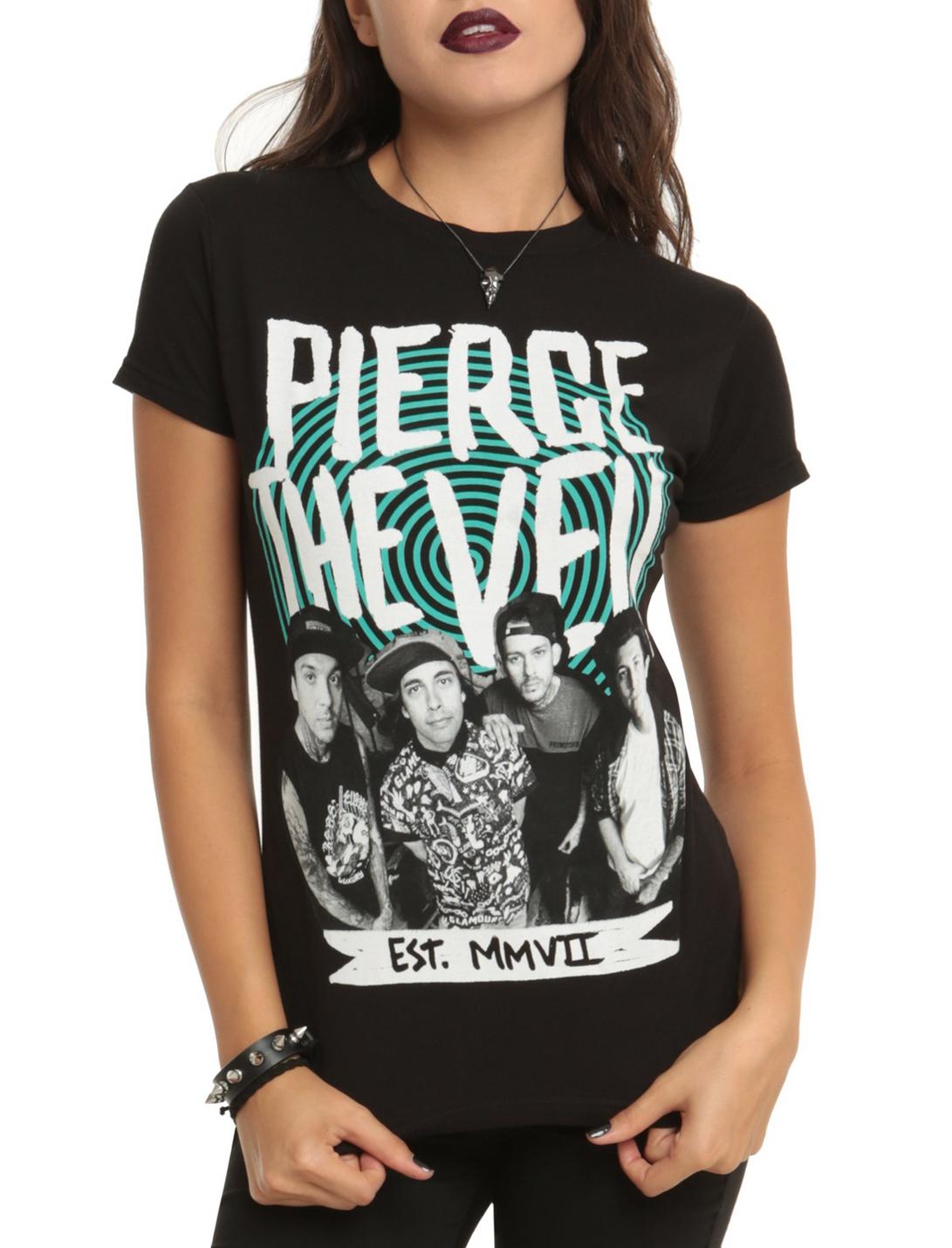 Pierce The Veil Spiral Photo Girls T-Shirt, BLACK, hi-res