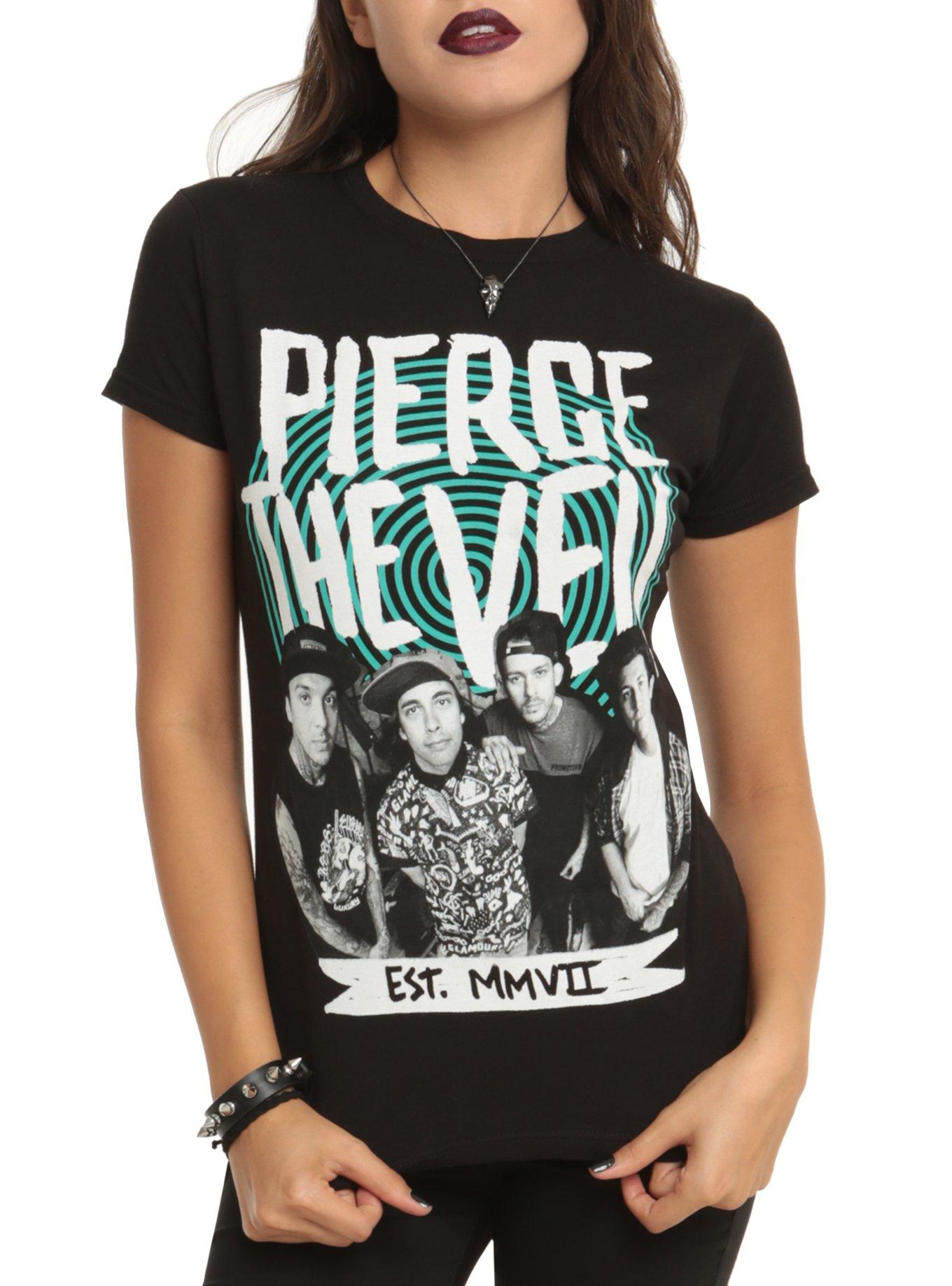 Pierce The Veil Spiral Photo Girls T-Shirt, BLACK, hi-res