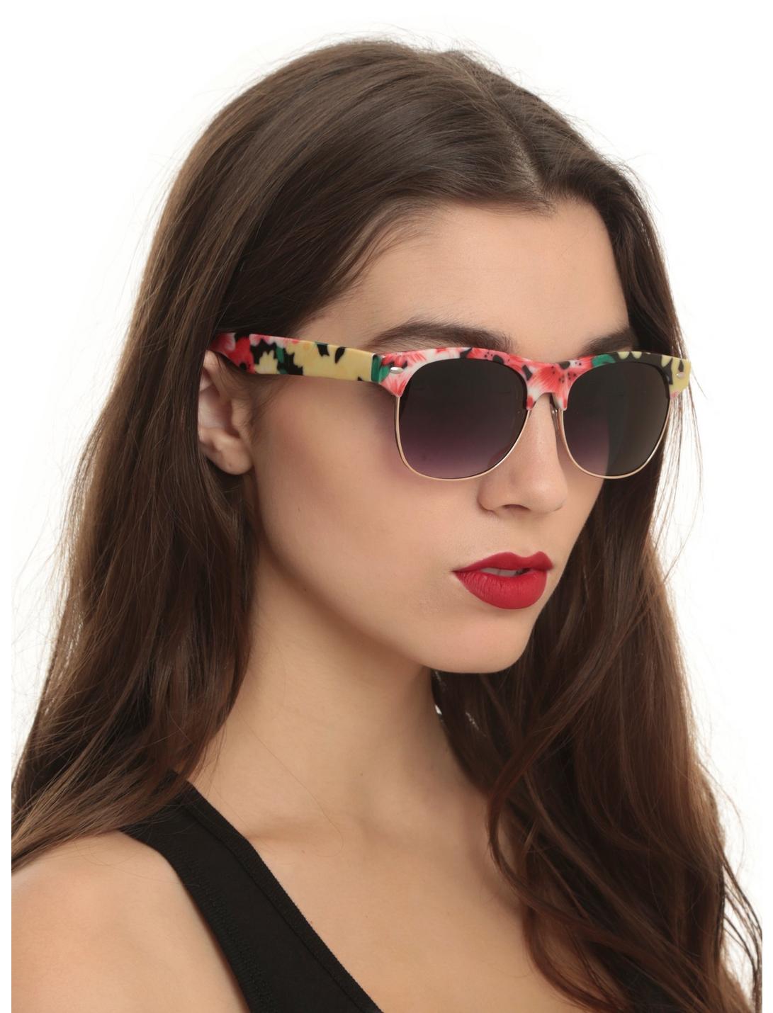 Pink Tropical Wire Rim Sunglasses, , hi-res