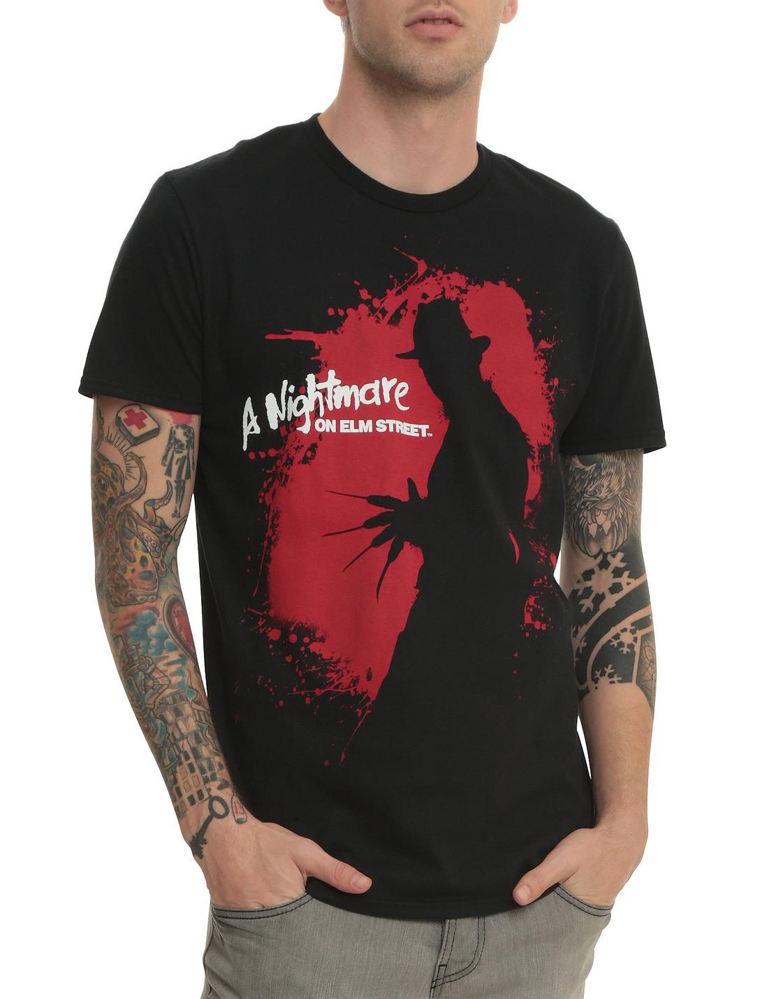 A Nightmare on Elm Street Freddy Silhouette T-Shirt, BLACK, hi-res