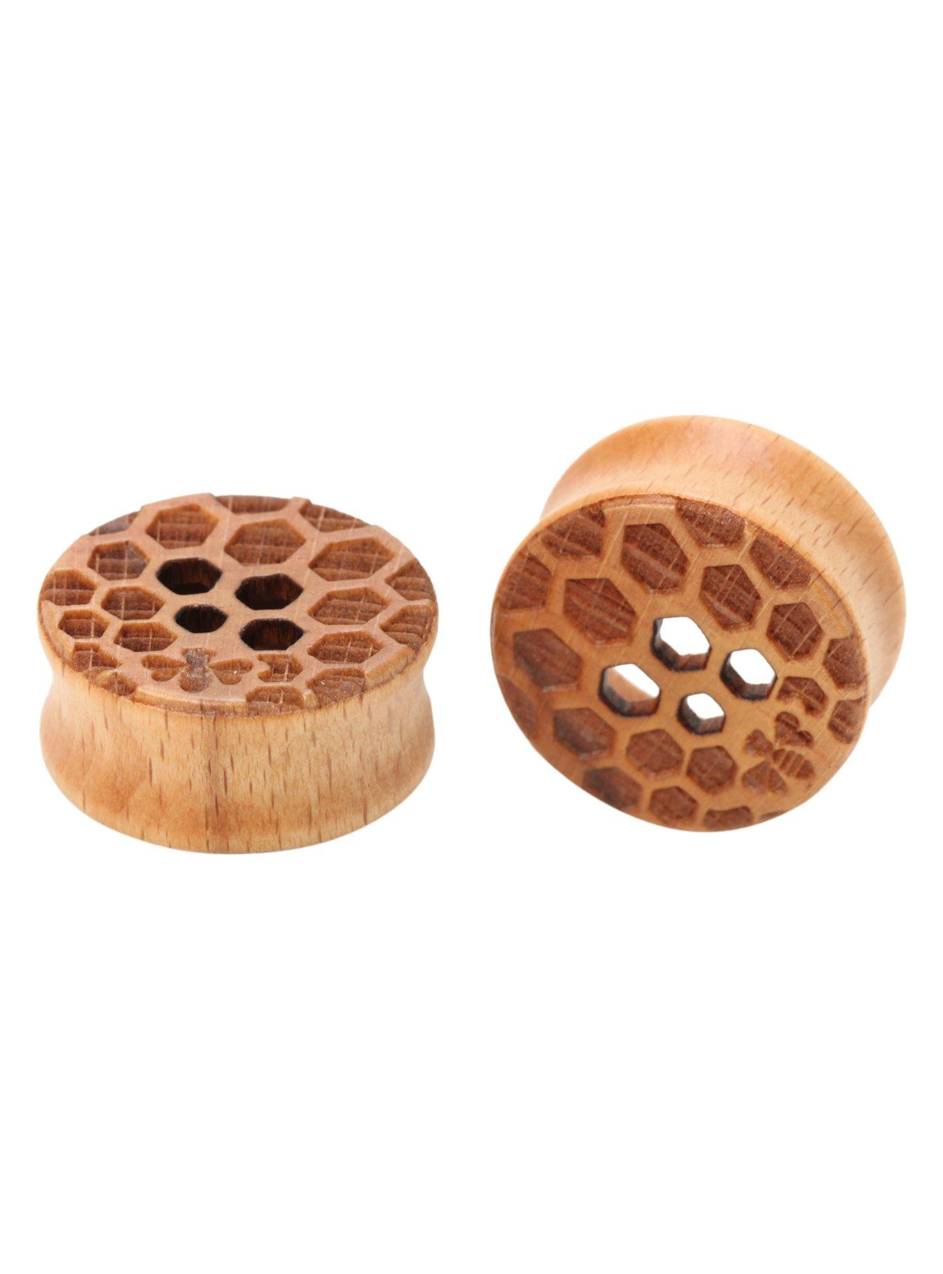 Wood Honeycomb  Eyelet Plug 2 Pack, MULTI, hi-res