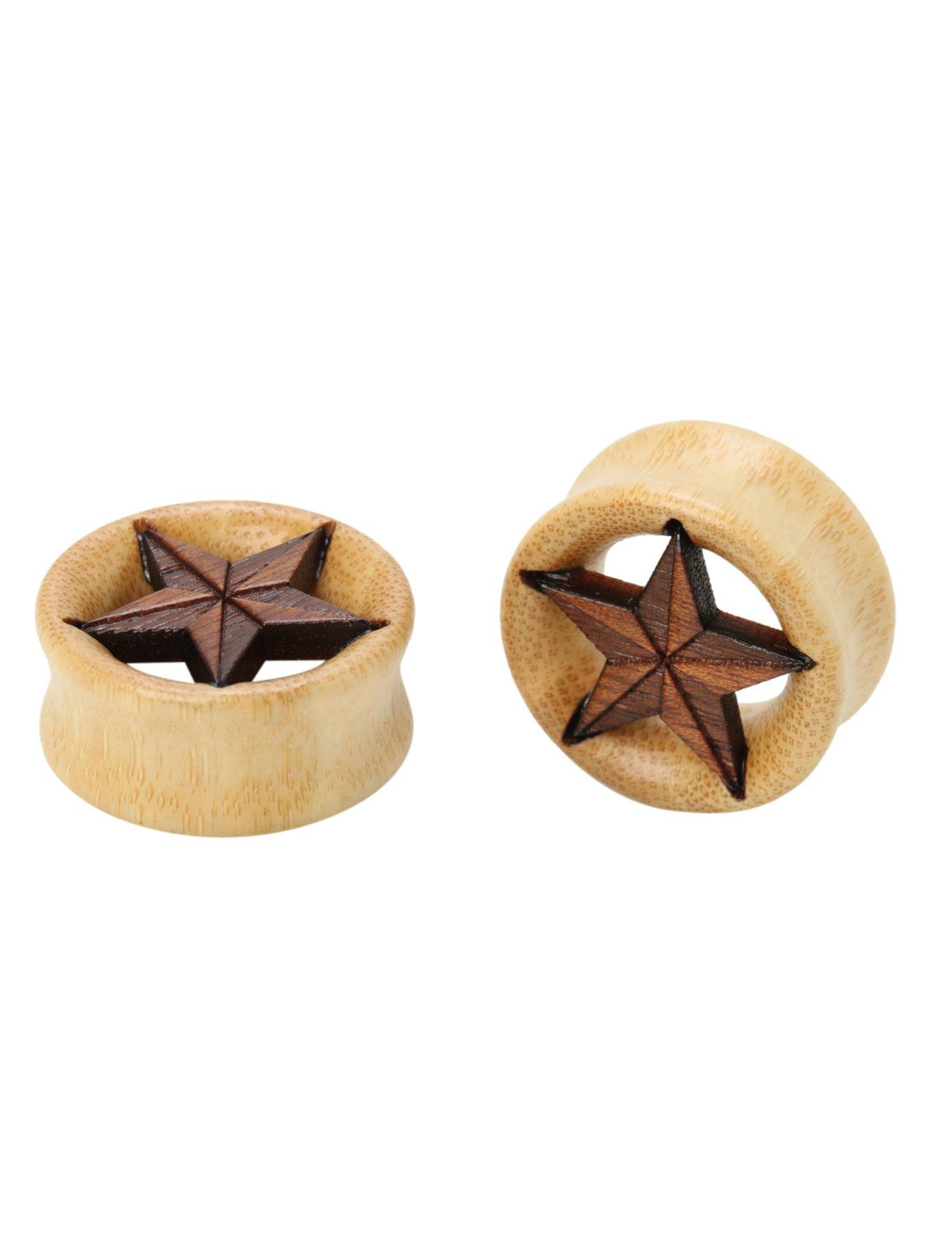 Wood Nautical Star Eyelet Plug 2 Pack, MULTI, hi-res