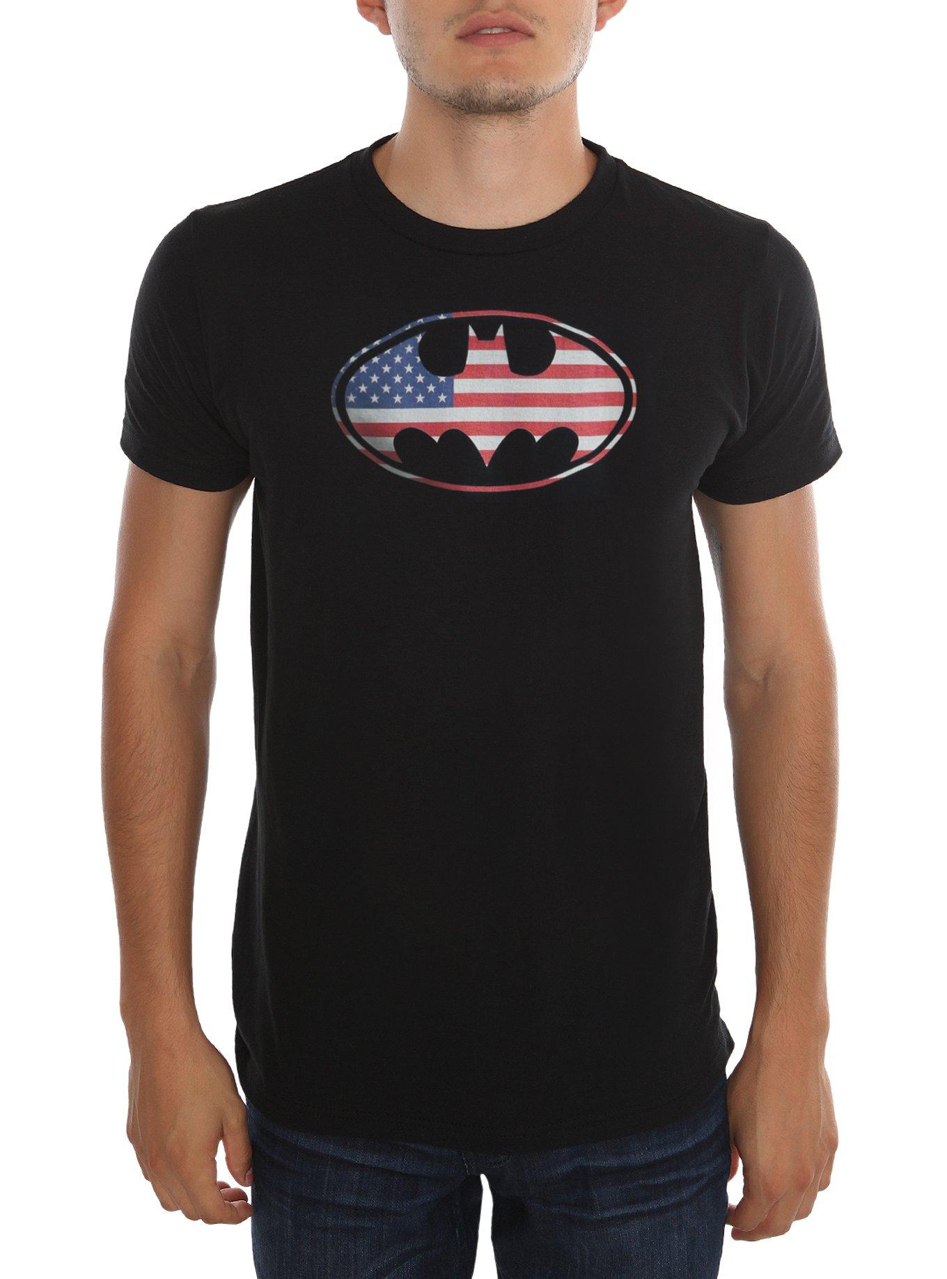 DC Comics Batman American Flag T-Shirt, BLACK, hi-res