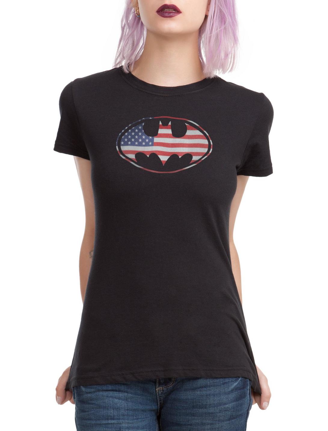 DC Comics Batman American Flag Logo Girls T-Shirt, , hi-res