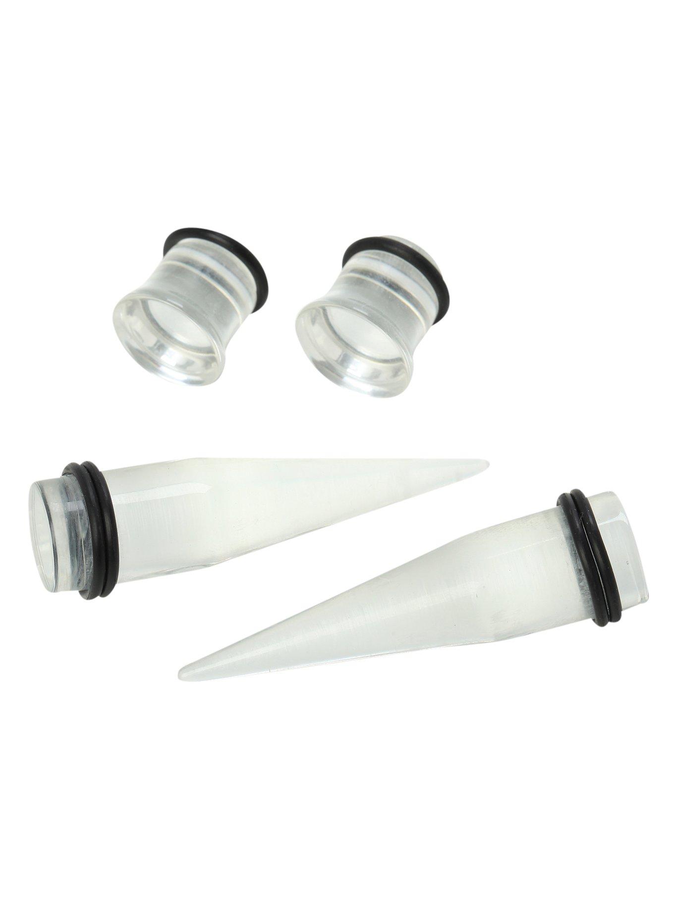 Acrylic Clear Taper And Plug 4 Pack, MULTI, hi-res