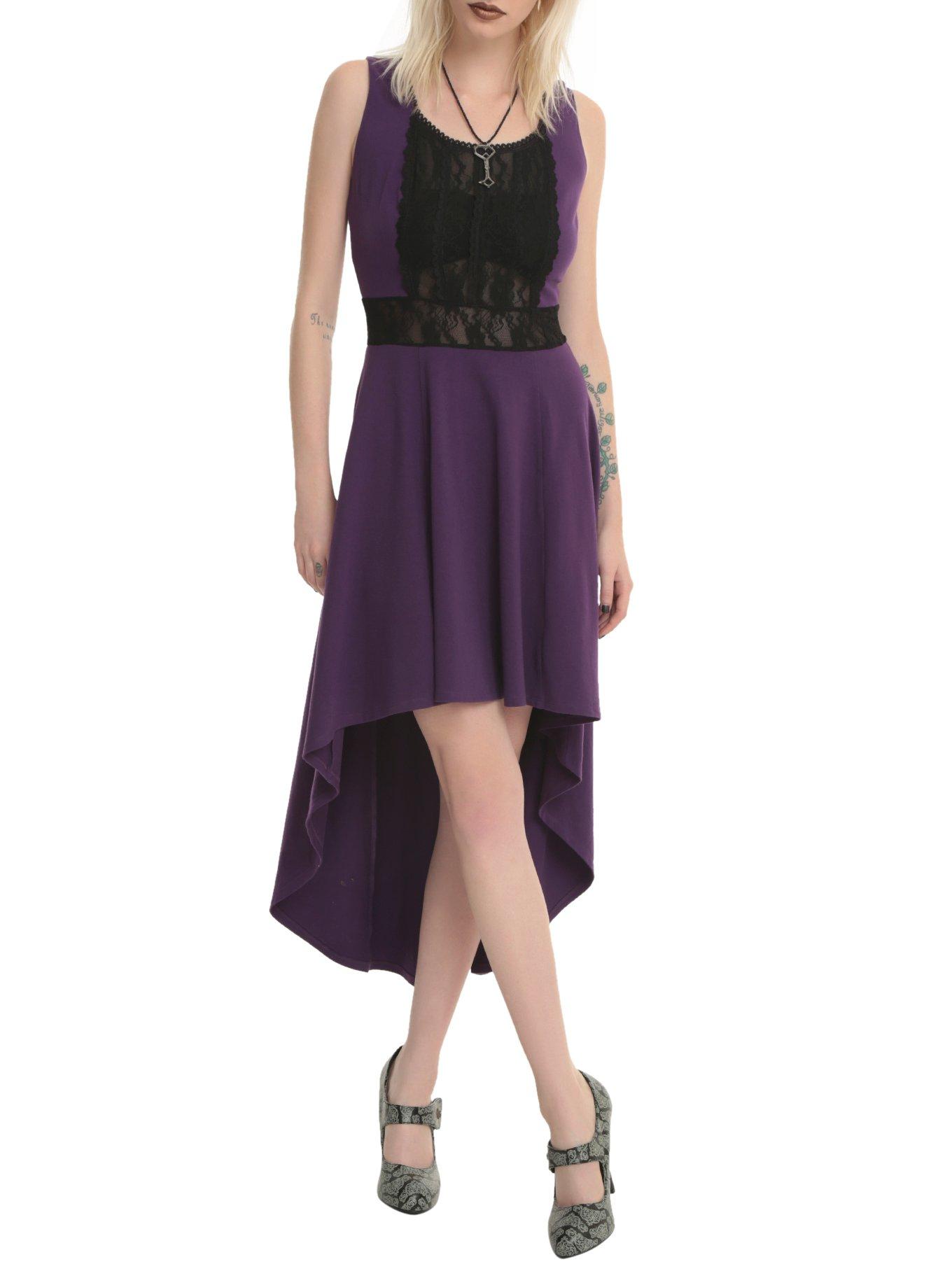 Royal Bones By Tripp Purple And Black Lace Hi Lo Dress Hot Topic 3428